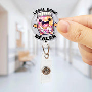 Funny "Legal Drug Dealer" Badge Reel – Cute Pill Bottle ID Holder for Pharmacists, Nurses, and Healthcare Workers Gift
