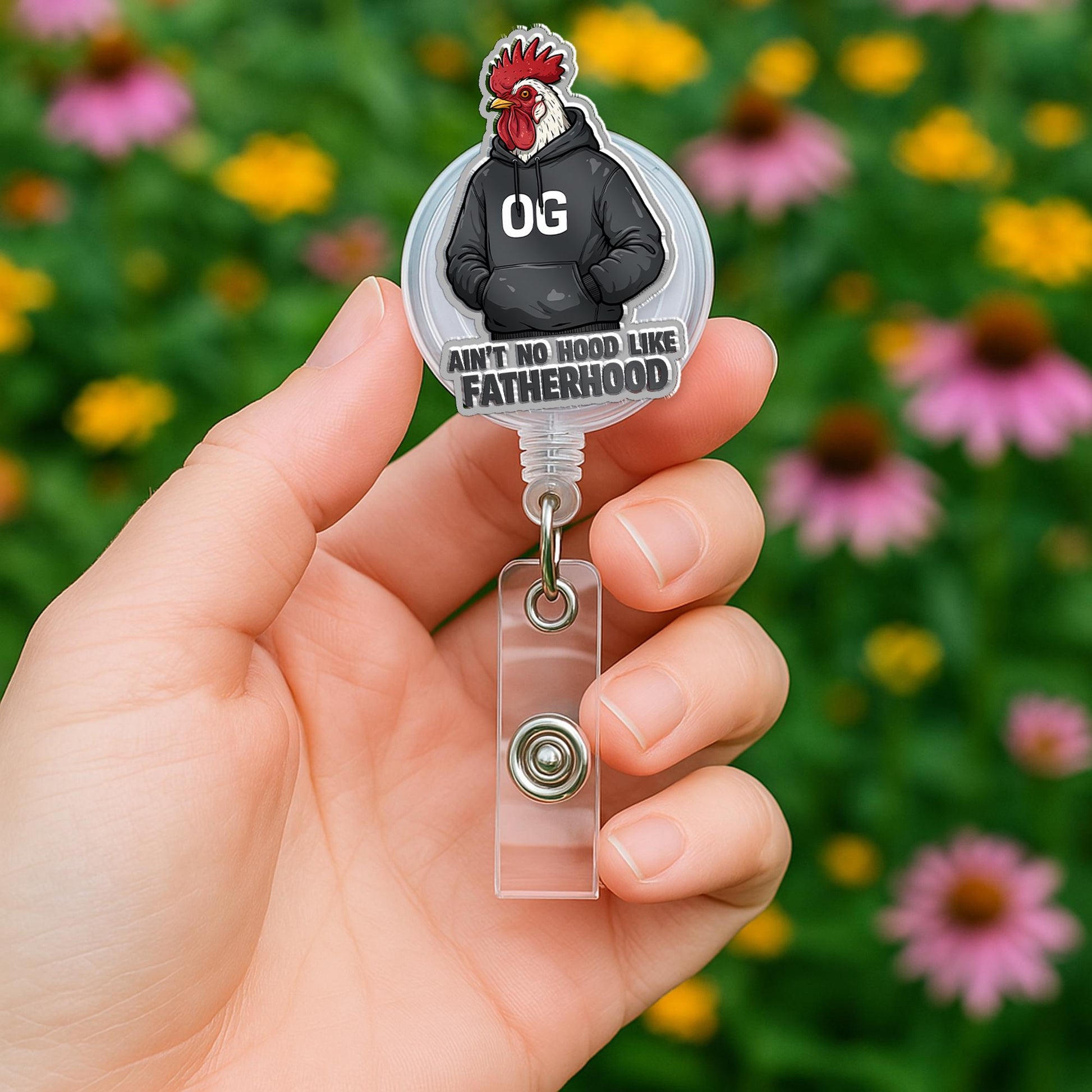 Ain't No Hood Like Fatherhood Badge Reel – Funny Dad Gift, Father's Day Badge Holder, Proud Dad Accessory, Cool Dad Work ID Reel