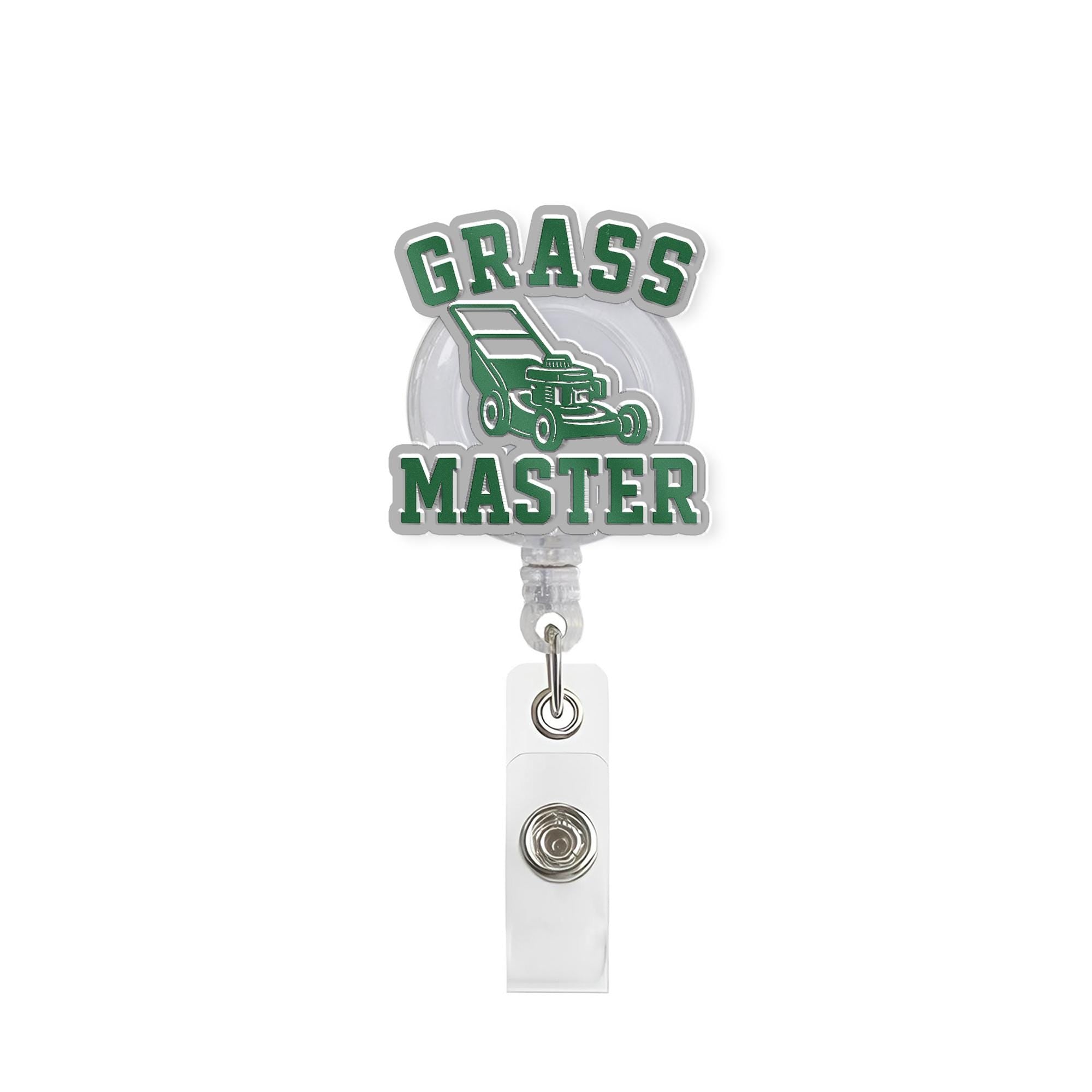 Grass Master Badge Reel – Lawn Care Badge Holder, Gardener Gift, Landscaping Accessory, Funny Lawn Lover ID Reel