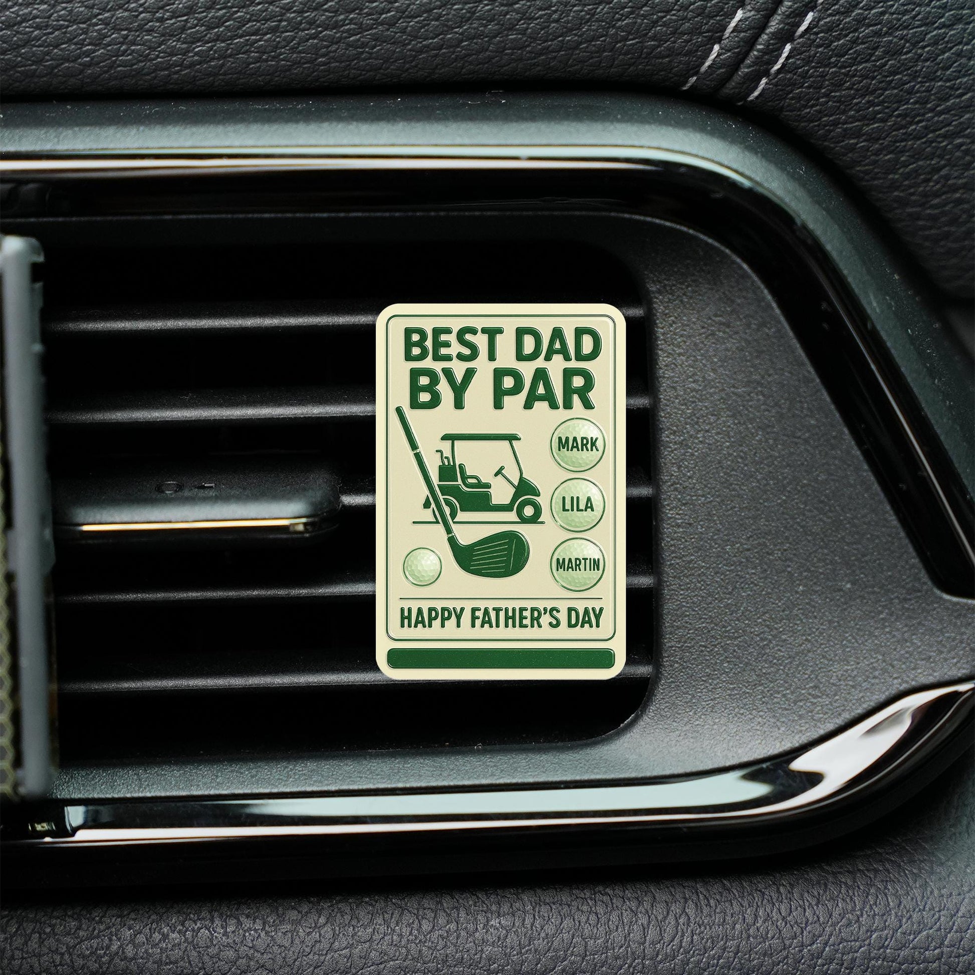 Personalized Golf Car Visor Clip, Best Dad By Par, Custom Father's Day Gift for Golfer, Engraved Names, Golf Cart Accessory for Him