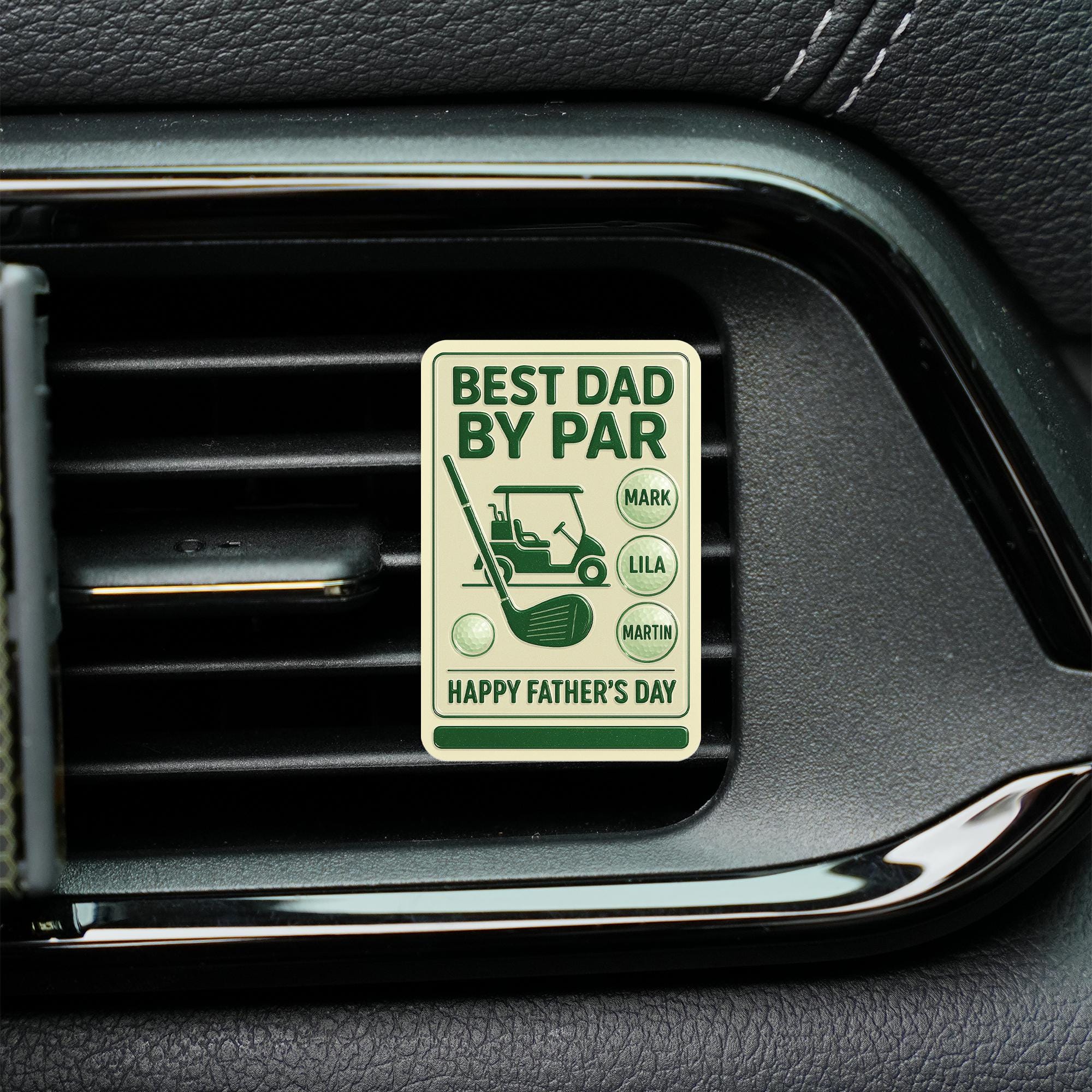 Personalized Golf Car Visor Clip, Best Dad By Par, Custom Father's Day Gift for Golfer, Engraved Names, Golf Cart Accessory for Him