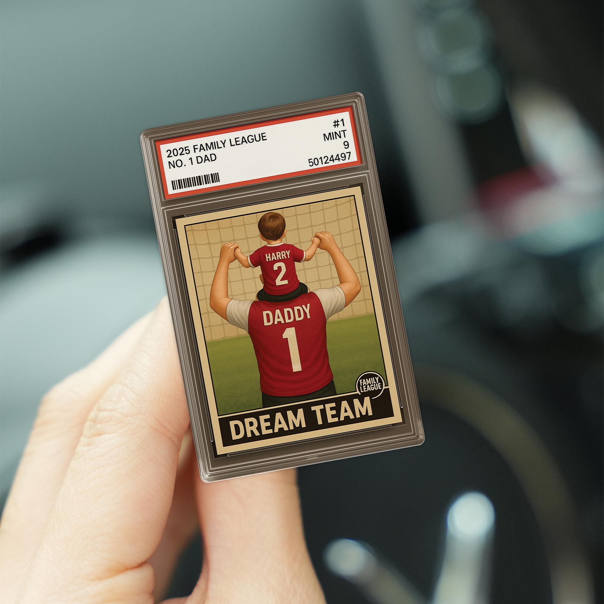 Personalized Dad Car Visor Clip, Custom Father's Day Gift, Family League Dream Team, No. 1 Dad Trading Card Style Photo Holder, Gift for Him