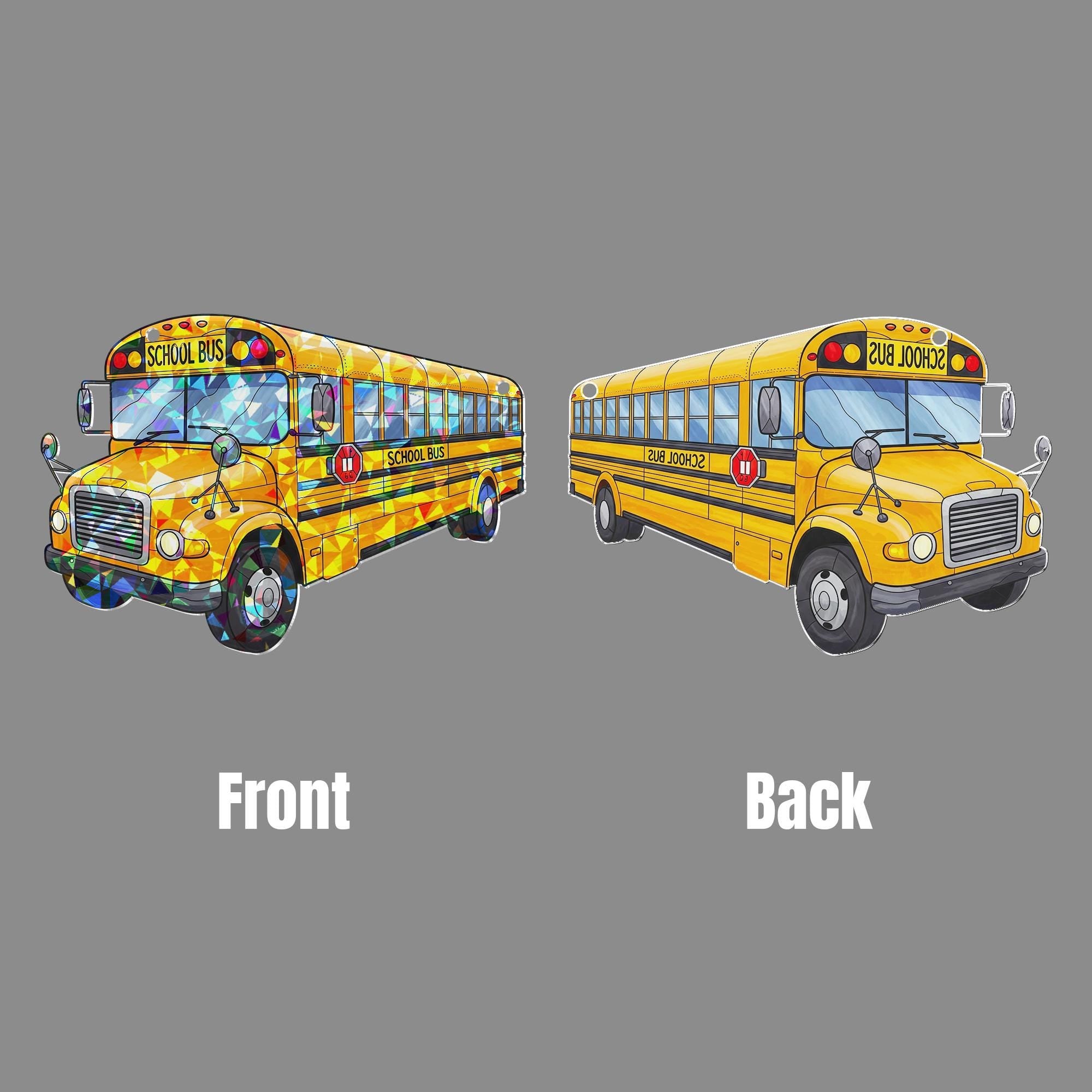 School Bus Hologram Acrylic Window Hanging, Iridescent Bus Suncatcher, Back to School Teacher Gift, Fun Transportation Decor, Teacher Gift