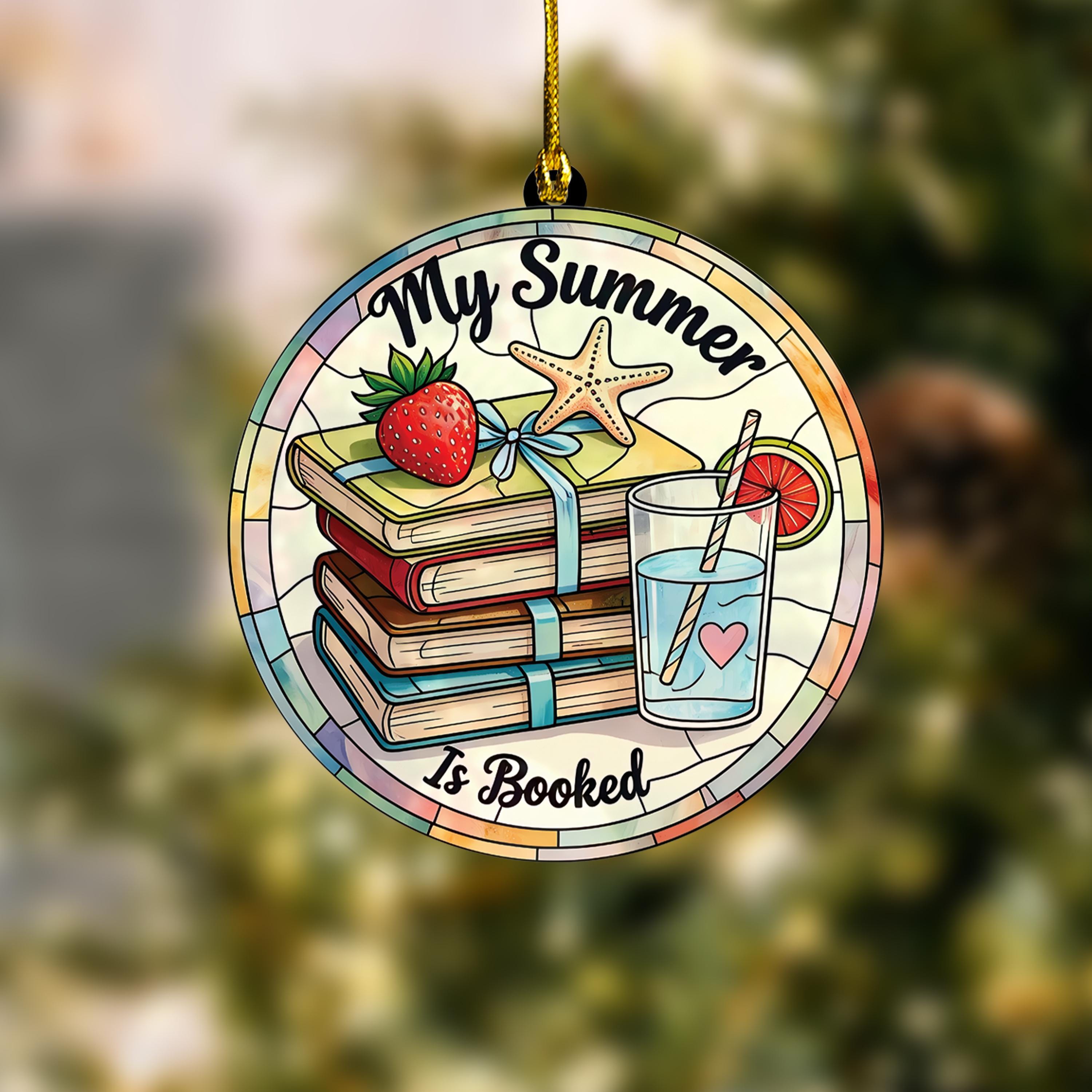 My Summer Is Booked Acrylic Bag Tag/Bag Charm/Ornament, Book Lover Gift Unique Librarian Present, Summer Vacation Keepsake, Book Club Gift
