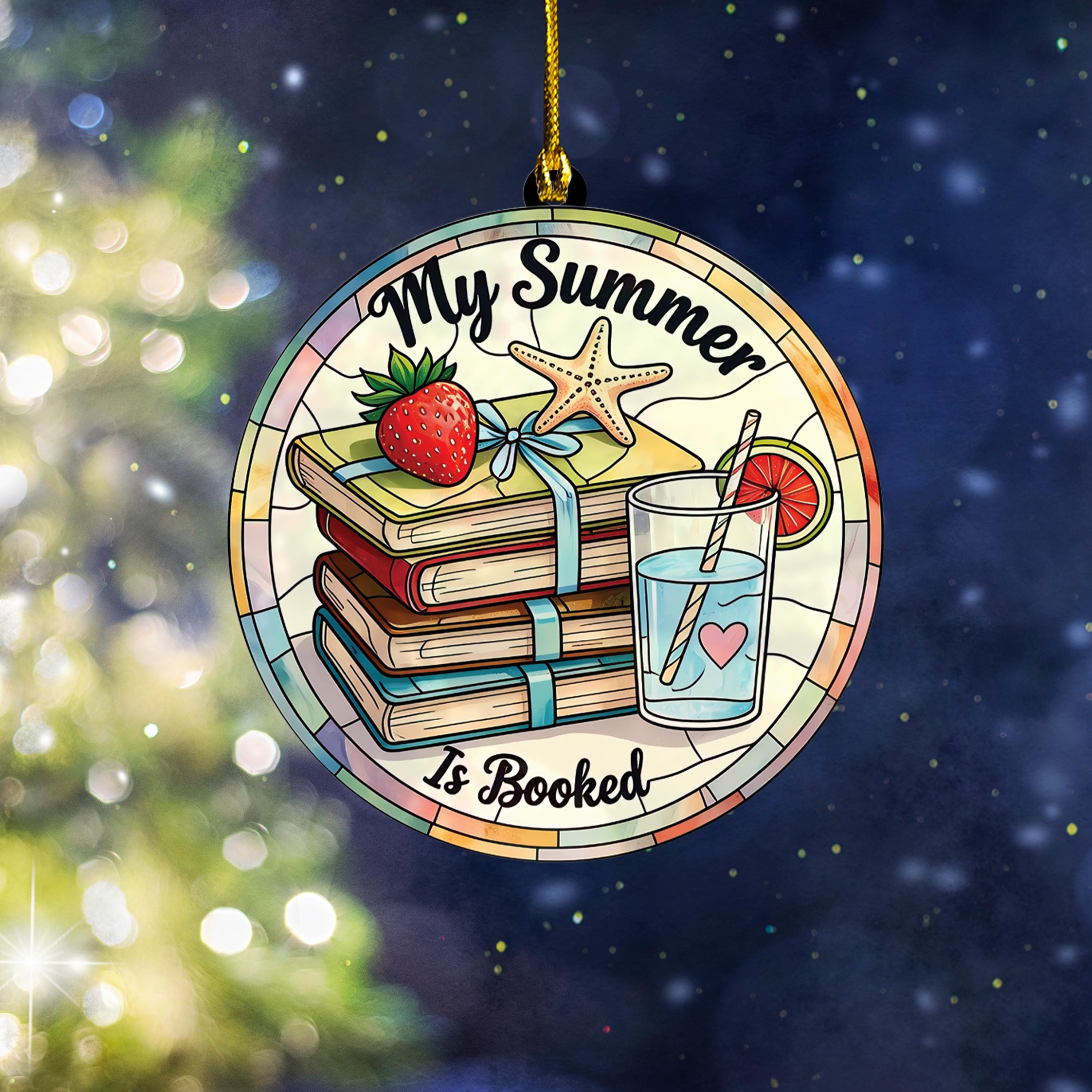 My Summer Is Booked Acrylic Bag Tag/Bag Charm/Ornament, Book Lover Gift Unique Librarian Present, Summer Vacation Keepsake, Book Club Gift