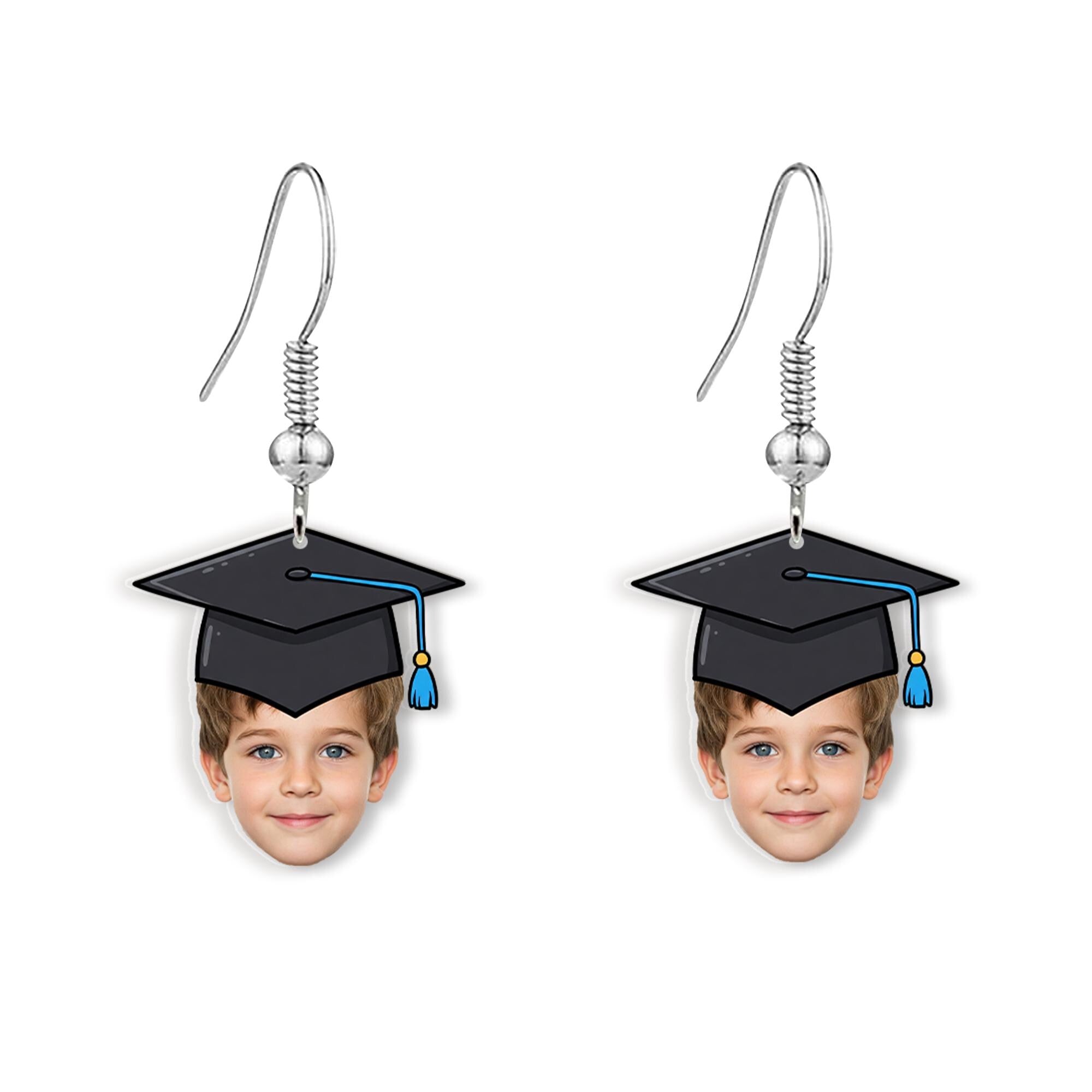 Custom Graduation Face Earrings – Personalized Grad Gift – Funny Graduation Jewelry – Custom Photo Earrings for Her or Him