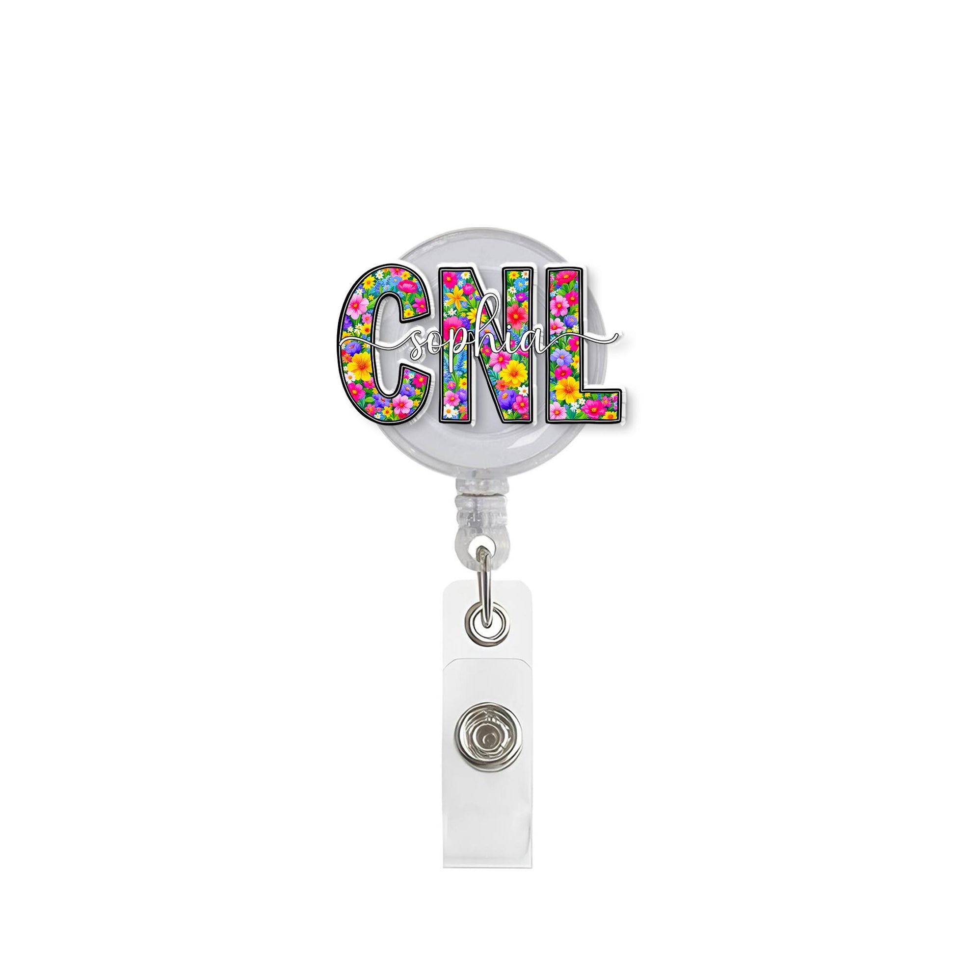 Personalized Floral CNL Badge Reel, Custom Name Certified Nurse Leader ID Holder, Colorful Flower, Nurse Gift, Medical Assistant, Healthcare