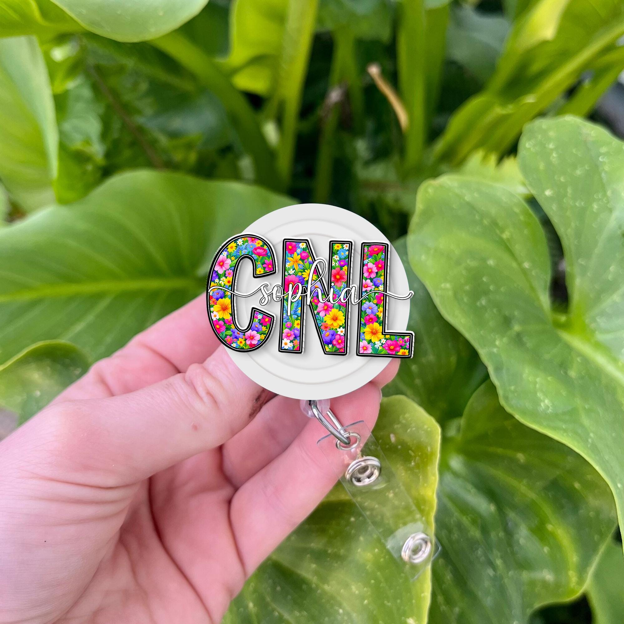 Personalized Floral CNL Badge Reel, Custom Name Certified Nurse Leader ID Holder, Colorful Flower, Nurse Gift, Medical Assistant, Healthcare