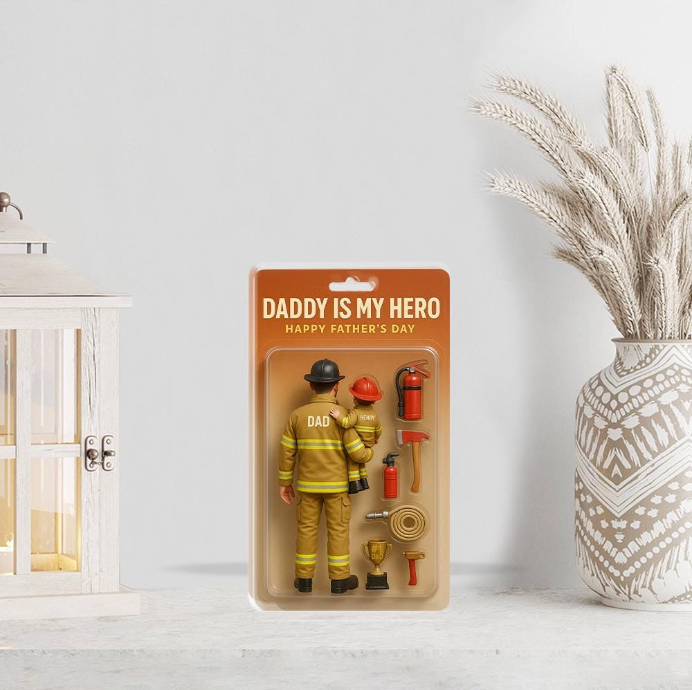 Personalized Firefighter Dad 2D FLAT ACRYLIC Plaque,Father's Day Gift For Firefighter, Fireman Dad Gift, Gift for Husband, Happy Fathers Day