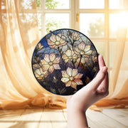 Moonflowers Glass Suncatcher, Elegant Floral Window Art, Flower Lover Gift, Botanical Home Decor, Garden-Inspired Accent
