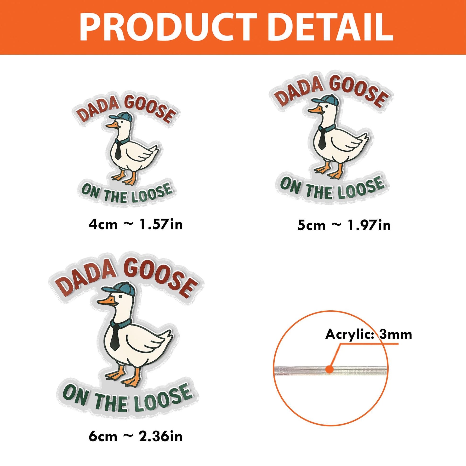 Dada Goose Badge Reel - Funny Goose with Hat & Tie Retractable ID Holder - Cute Animal Lover Work Accessory - On The Loose Badge Clip