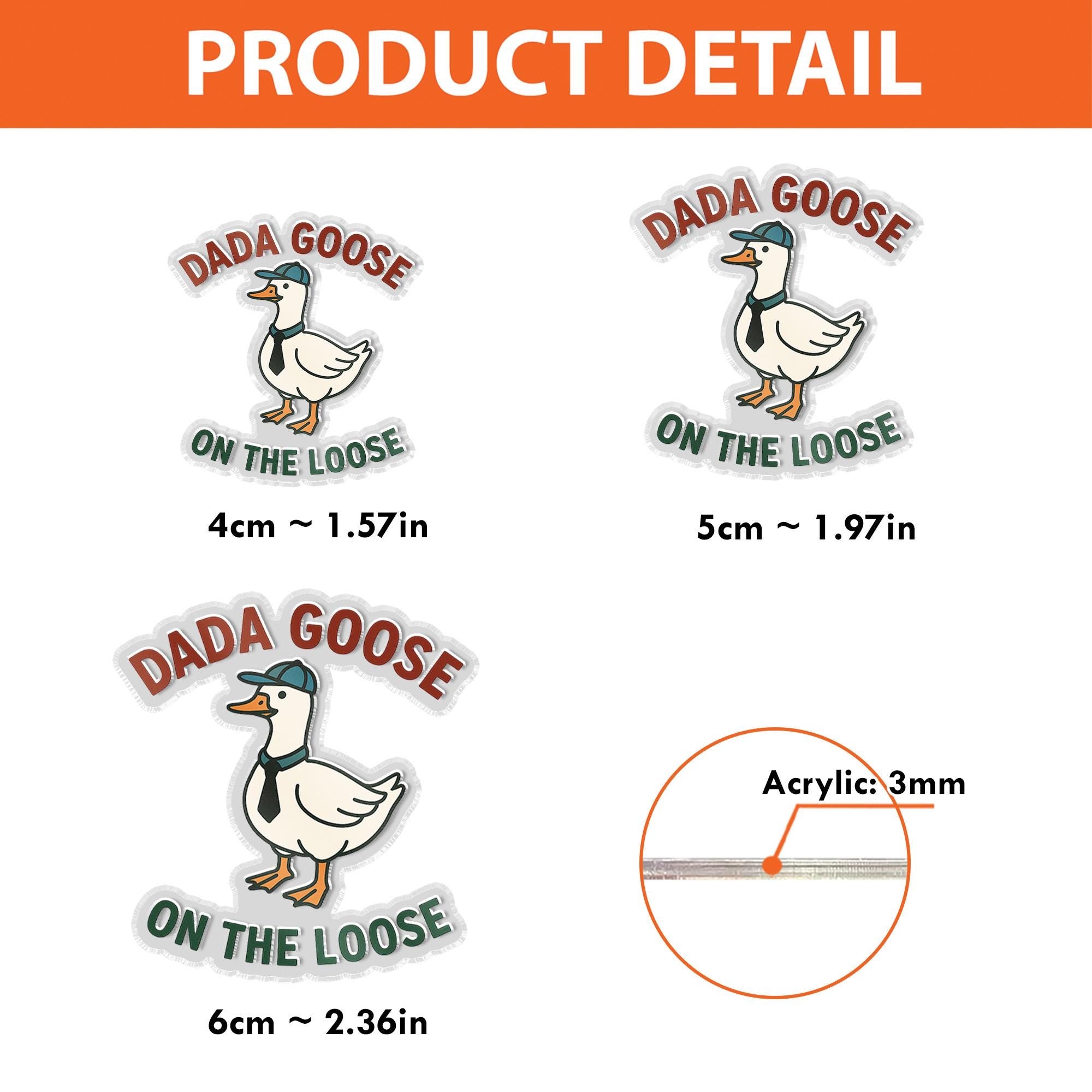 Dada Goose Badge Reel - Funny Goose with Hat & Tie Retractable ID Holder - Cute Animal Lover Work Accessory - On The Loose Badge Clip