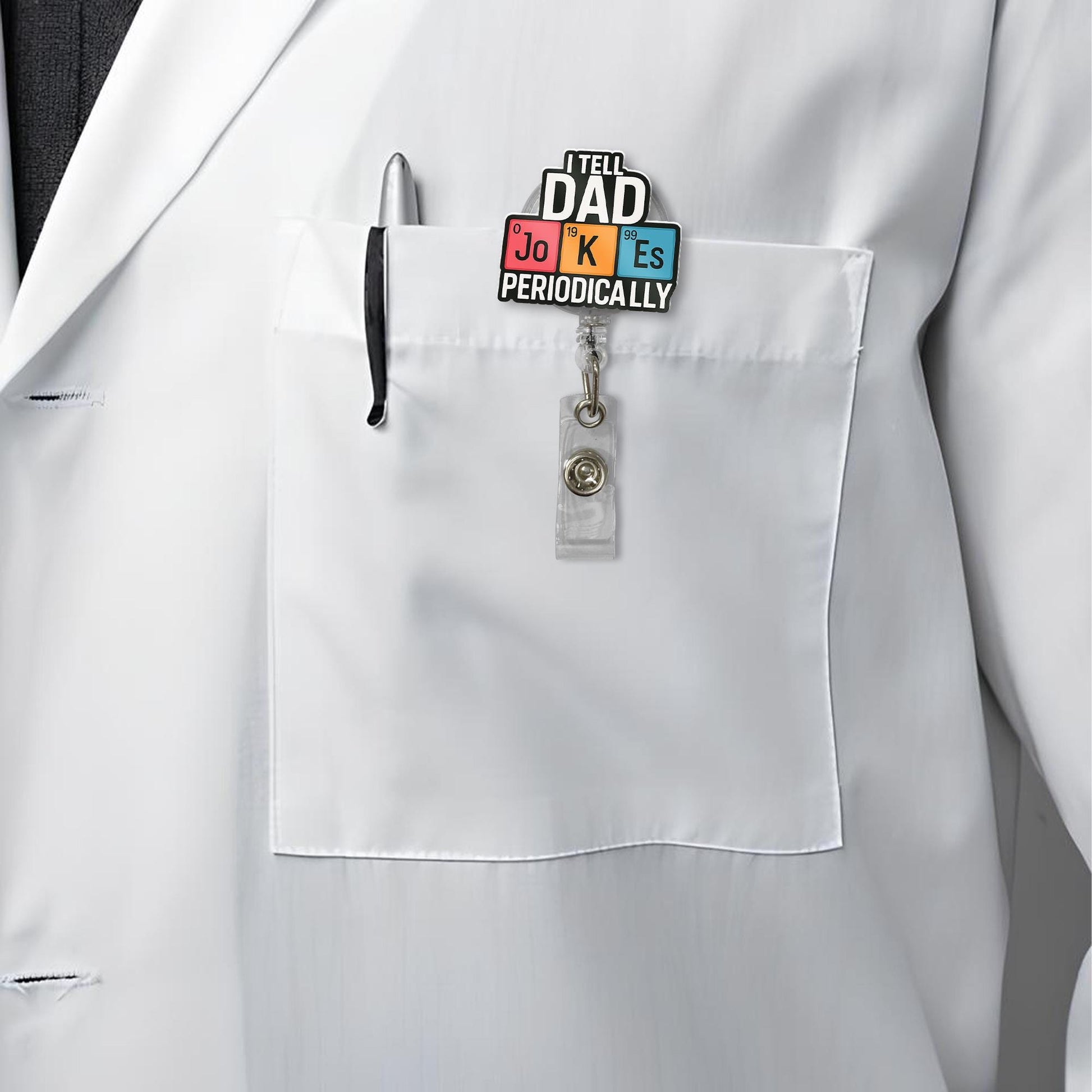 Dad Jokes Badge Reel, Funny ID Holder, Father's Day Gift, Humor Badge Clip, Punny Work Accessory, Dad Humor Office Gift