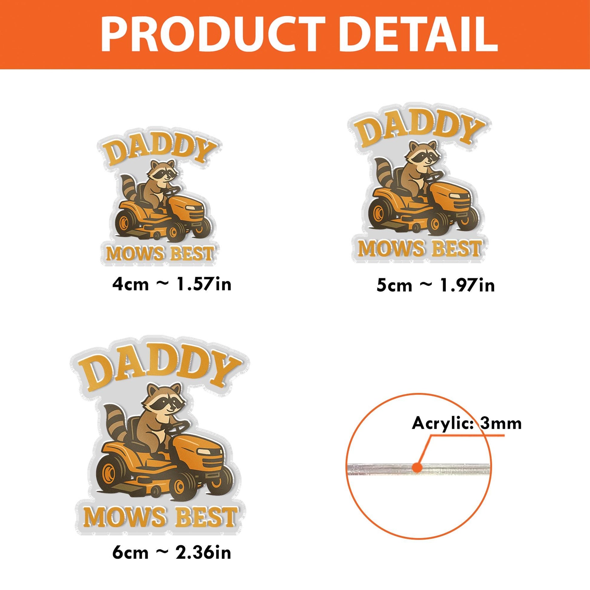 Funny Raccoon Daddy Mows Best Badge Reel, Cute Animal Lawnmower ID Holder, Retractable Gift for Dad, Father's Day, Gardener Gift Idea