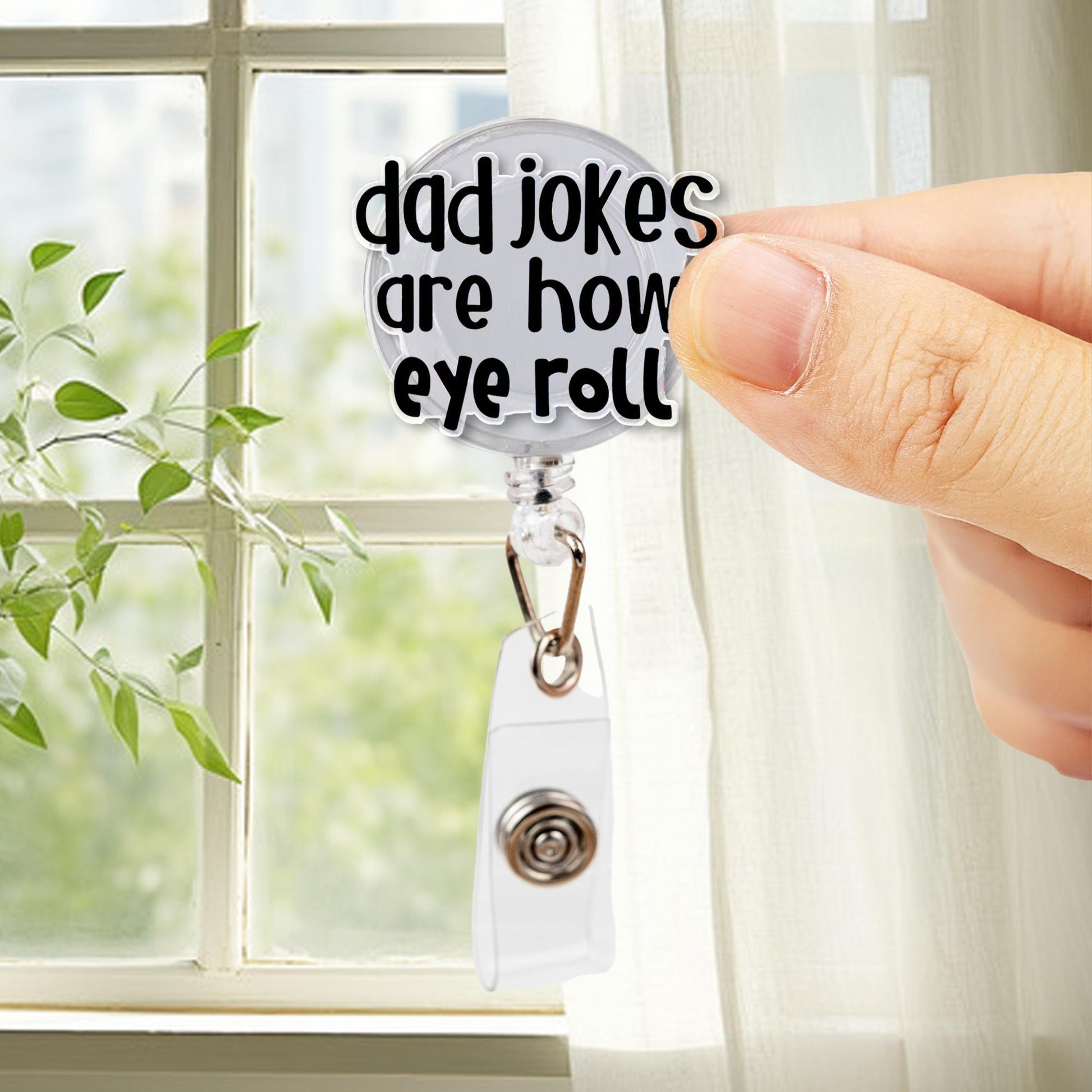 Dad Jokes Are How Eye Roll Badge Reel, Funny Office Accessory, Punny ID Holder, Father's Day Gift, Work Badge Clip