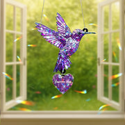 Custom Purple Lilac Hummingbird Acrylic Holographic Suncatcher Gift for Mom – Personalized Window Decor for Mother's Day