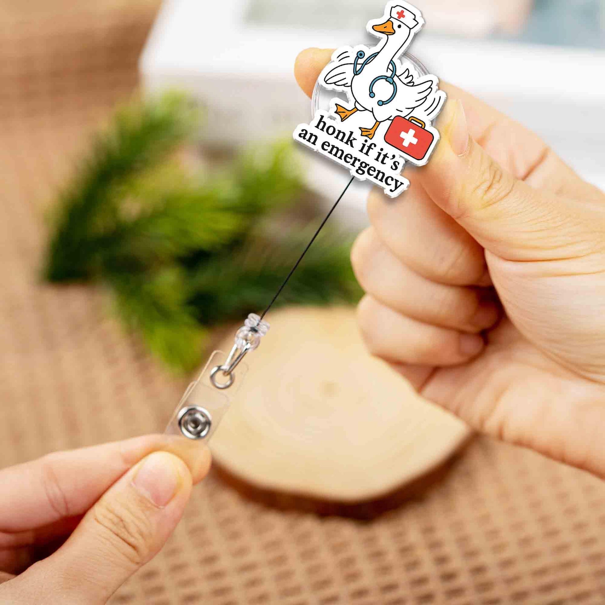 Funny Goose Nurse Badge Reel | Honk If It's An Emergency Retractable ID Holder | Cute Gift for RN, Doctor, EMT, Healthcare Worker