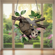 Upside Down Possum ACRYLIC  Window Hanging, Funny Possum Decor, Opossum on Tree Branch Decor, Cute Woodland Animal Gift, Possum Lover Gift