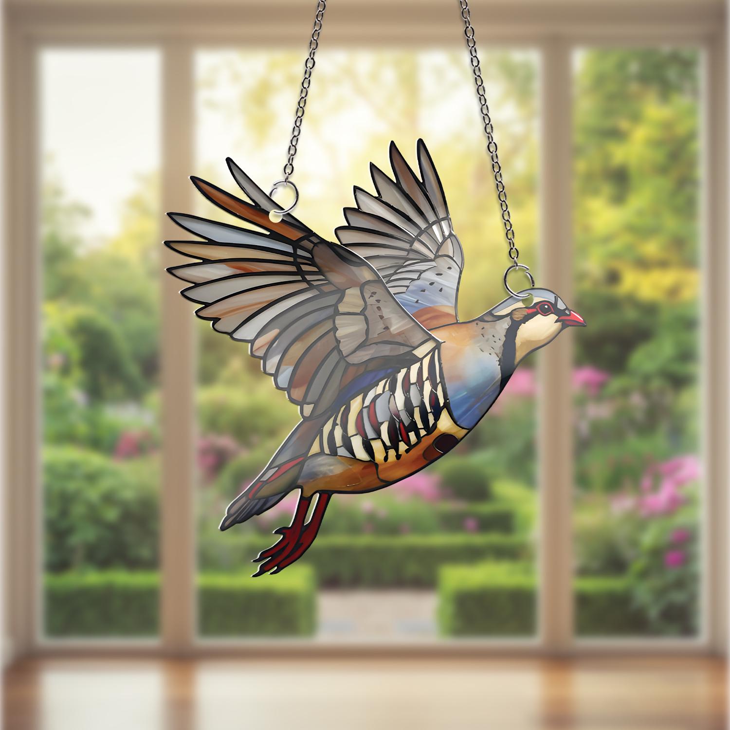 Flying Alectoris Chukar ACRYLIC Window Hanging, Hunting Bird Decor, Hunting Art, Upland Bird Gift, Rustic Wildlife Wall Art, Hunter Gift
