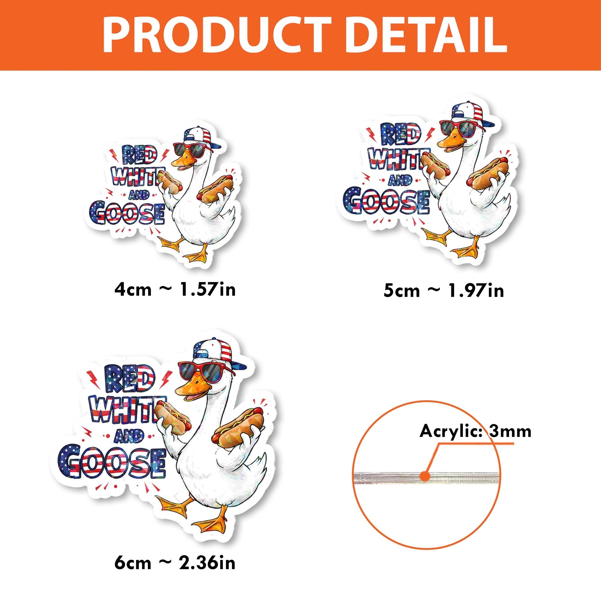 Red White and Goose Badge Reel | Funny Patriotic ID Holder | 4th of July Nurse Teacher Gift | USA Work Accessory | Cute Badge Clip