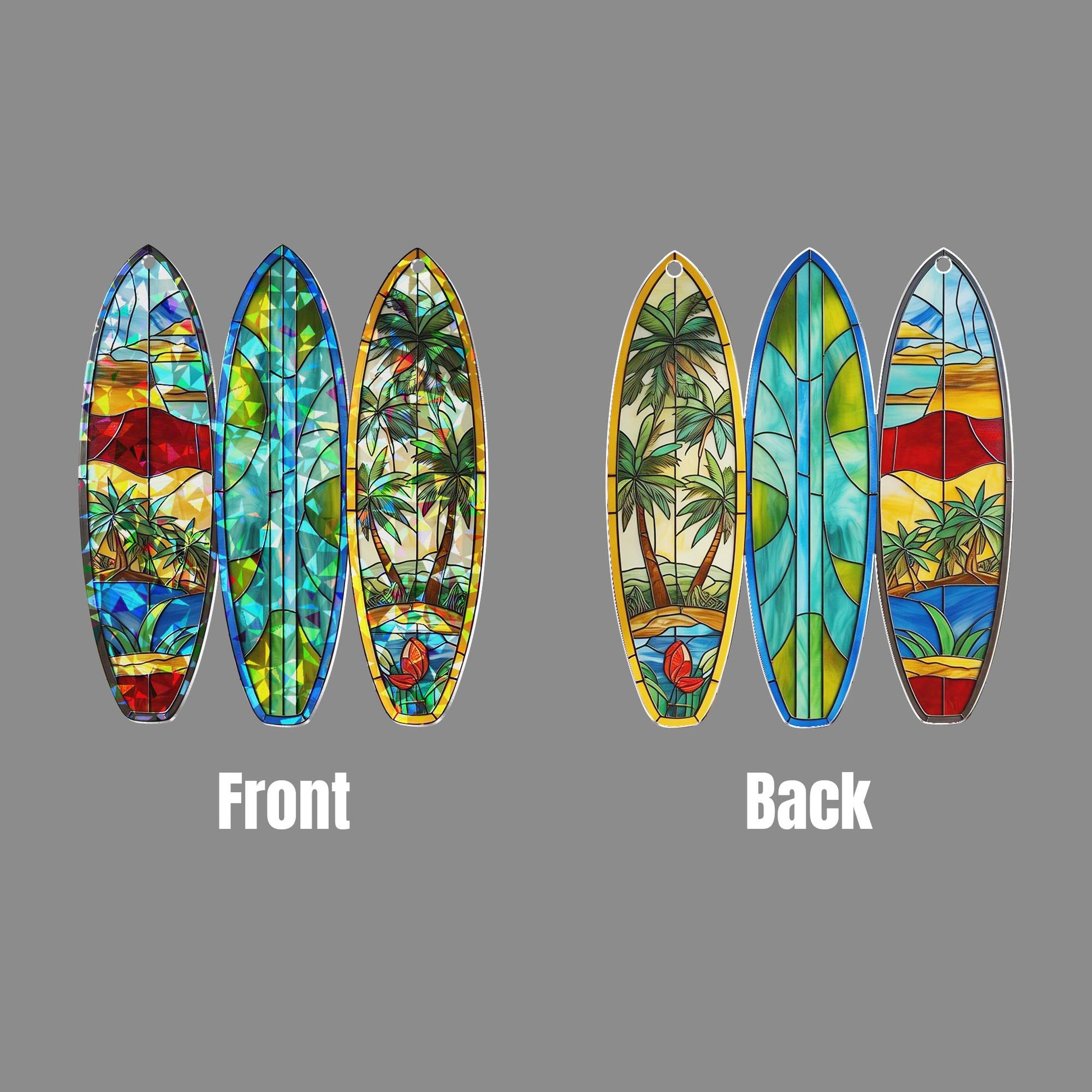 Surfboard Hologram Acrylic Window Hanging | Coastal Beach Decor | Summer Vibes Suncatcher | Ocean Wave Surfer Gift Art