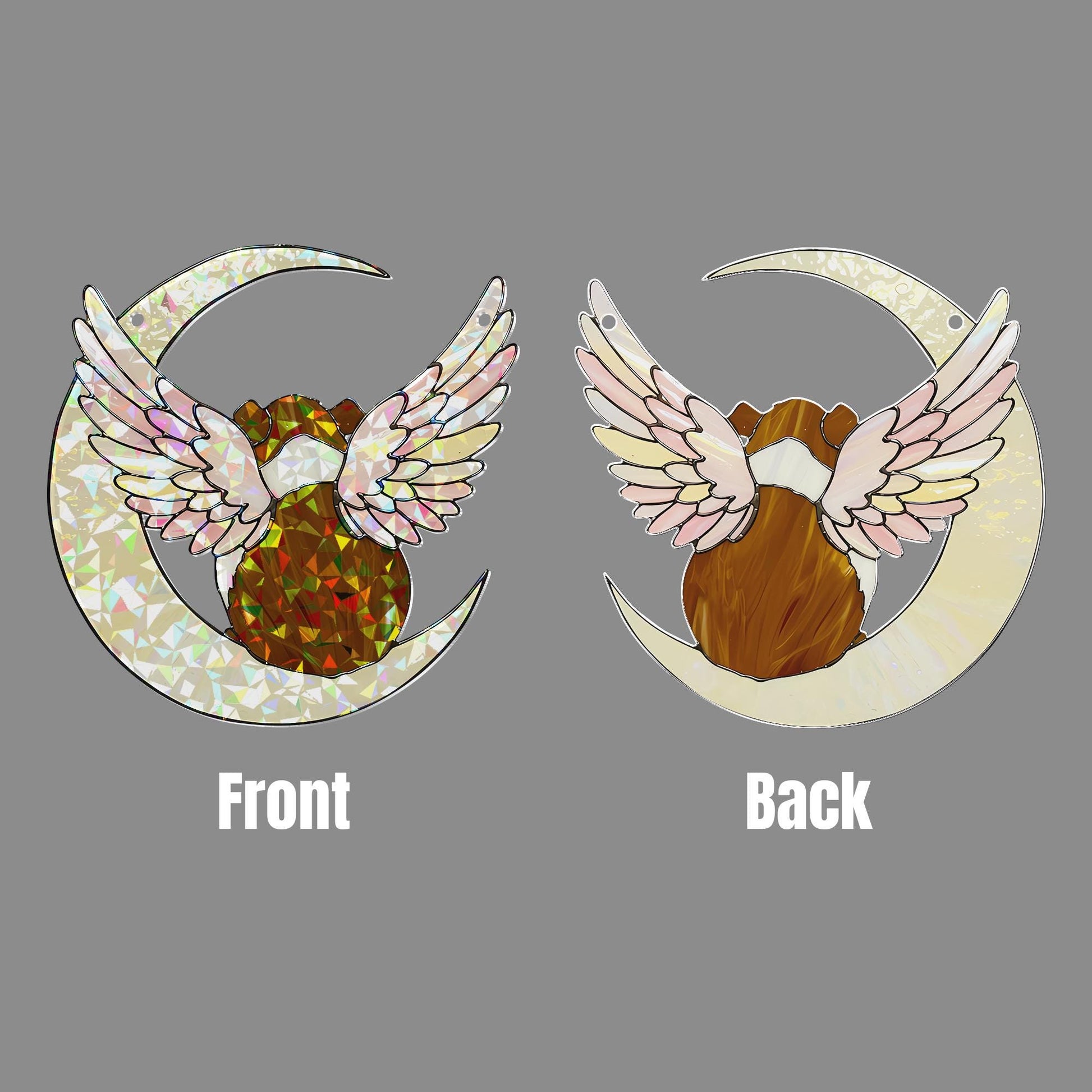 American Guinea Pig on Crescent Moon, Acrylic Hologram Window Hanging, Guinea Pig Memorial, Guinea Pig Mom Gift, Pet Loss Decor, Window Art