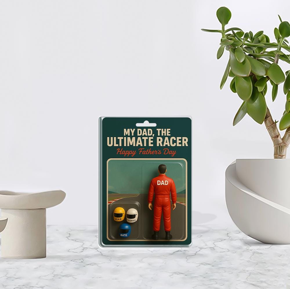 Personalized Racer Dad Keychain or Acrylic Block Plaque, Ultimate Racer Father's Day Gift, Custom Name Helmets, Gift for Car Enthusiast Dads