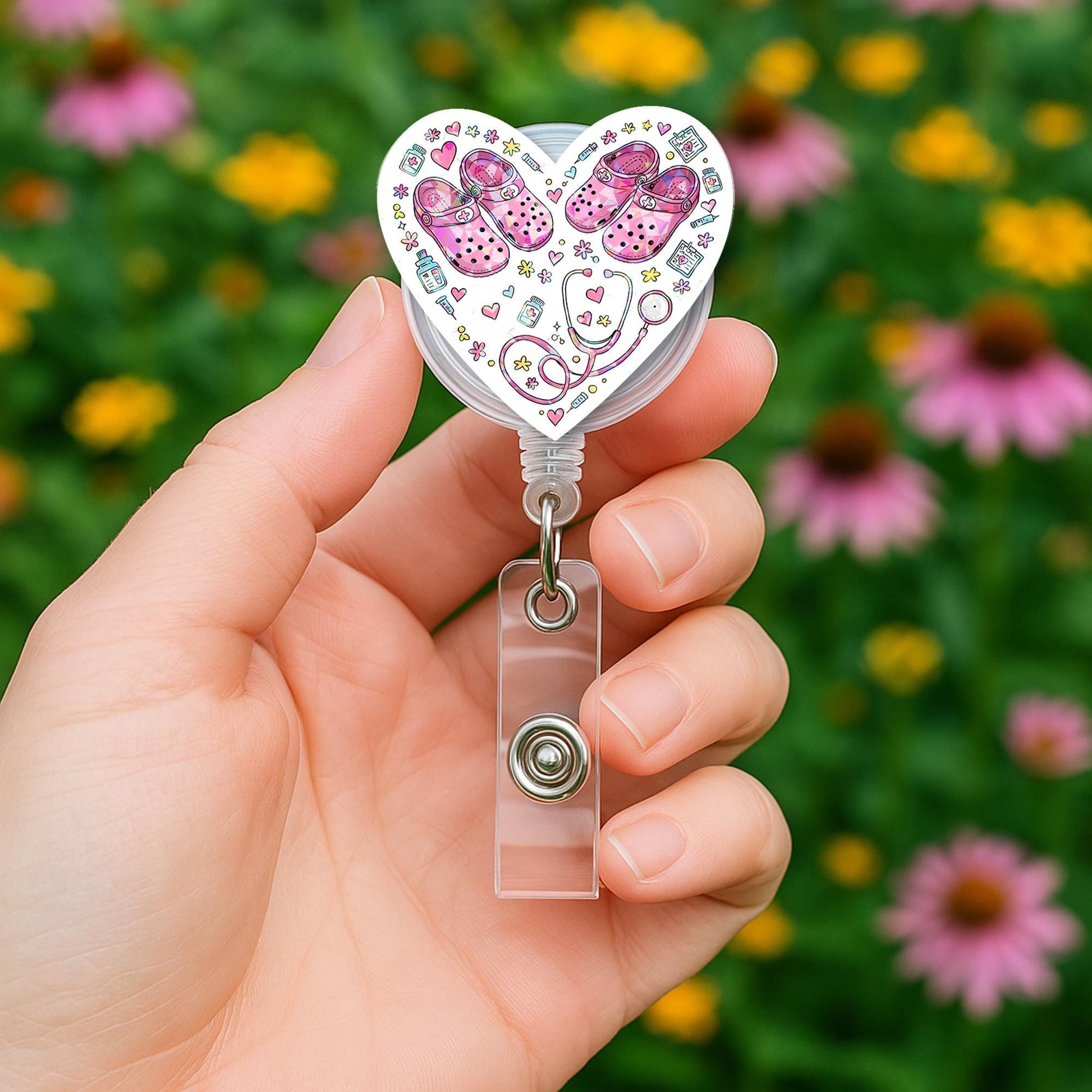 RN Badge Reel for Nurses | Registered Nurse ID Clip | Medical Work Accessory | Cute Retractable Name Badge Holder Gift