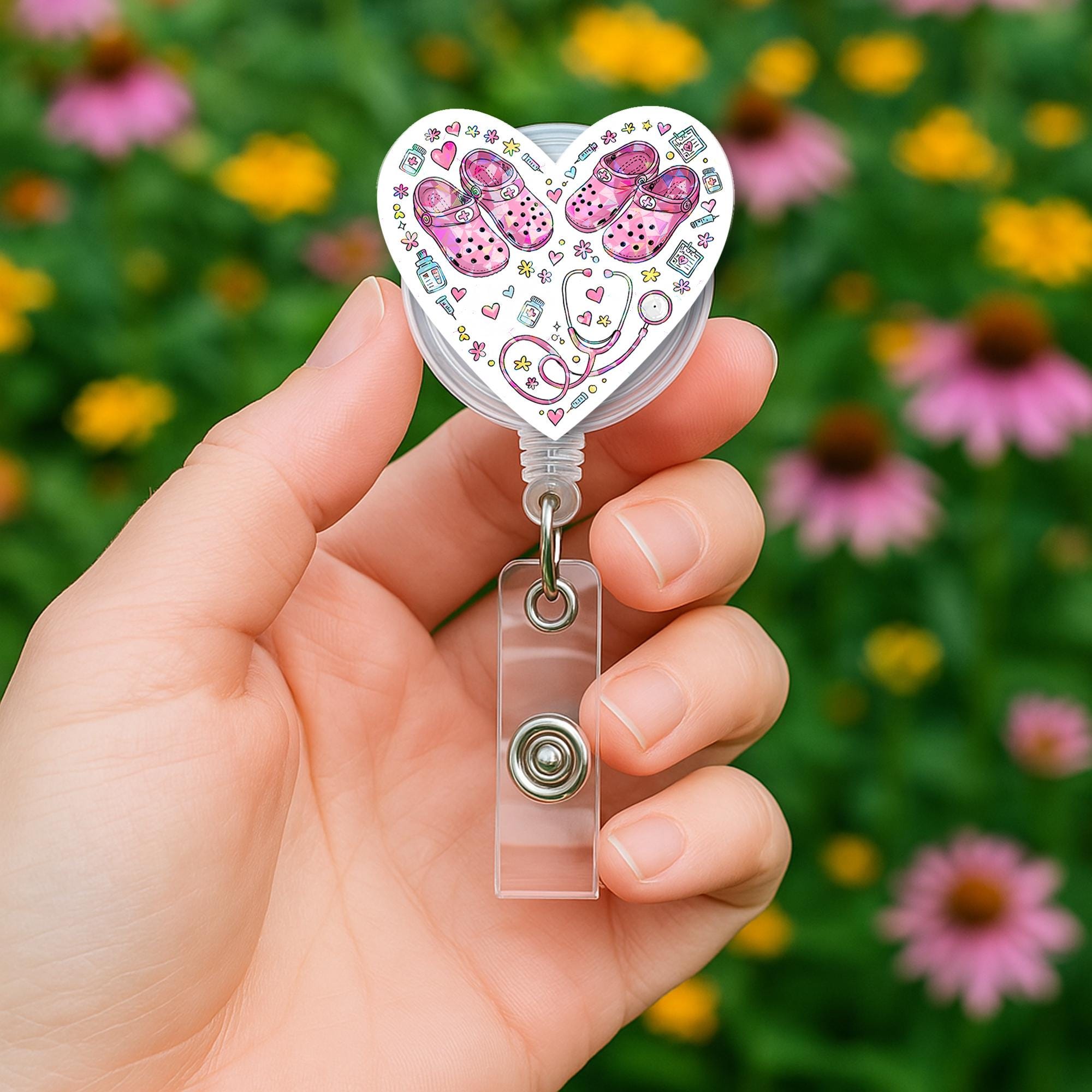 RN Badge Reel for Nurses | Registered Nurse ID Clip | Medical Work Accessory | Cute Retractable Name Badge Holder Gift