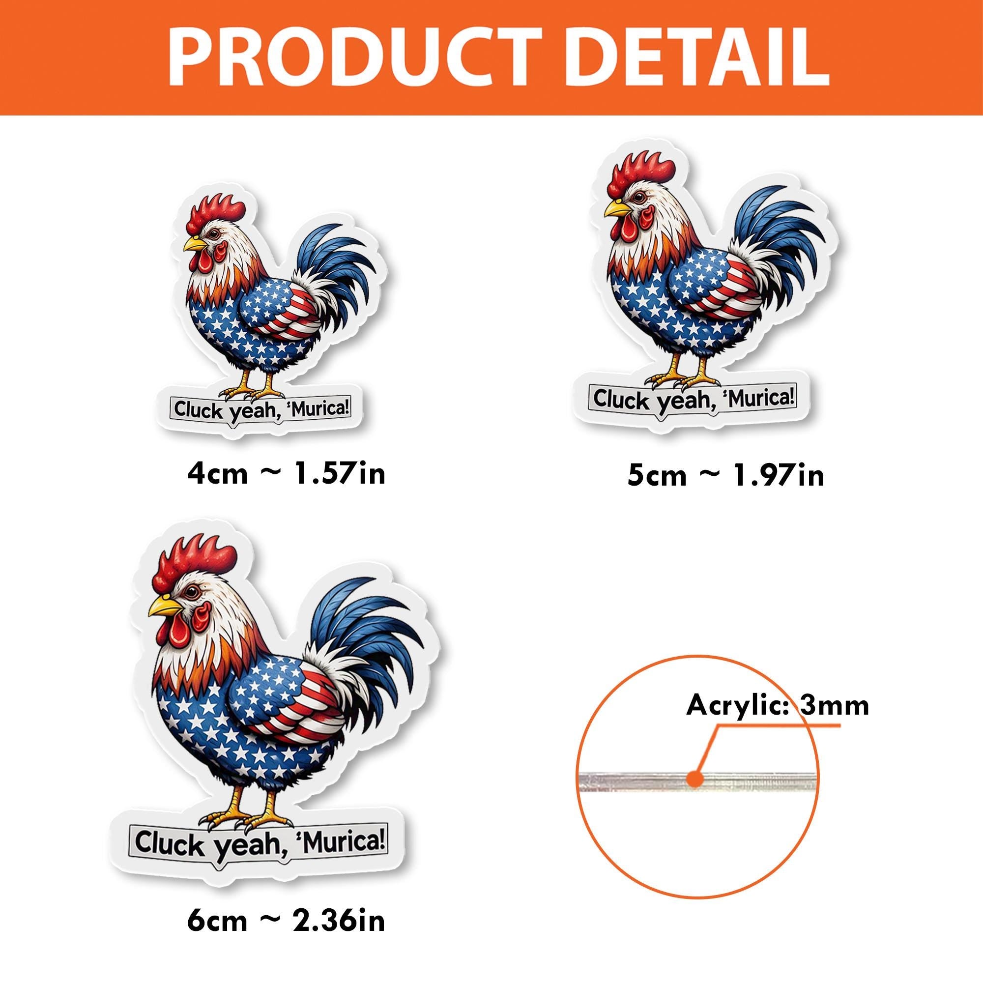 Cluck Yeah ‘Murica Badge Reel | Funny 4th of July ID Clip | Patriotic Chicken Nurse Accessory | USA Work Badge Holder Gift