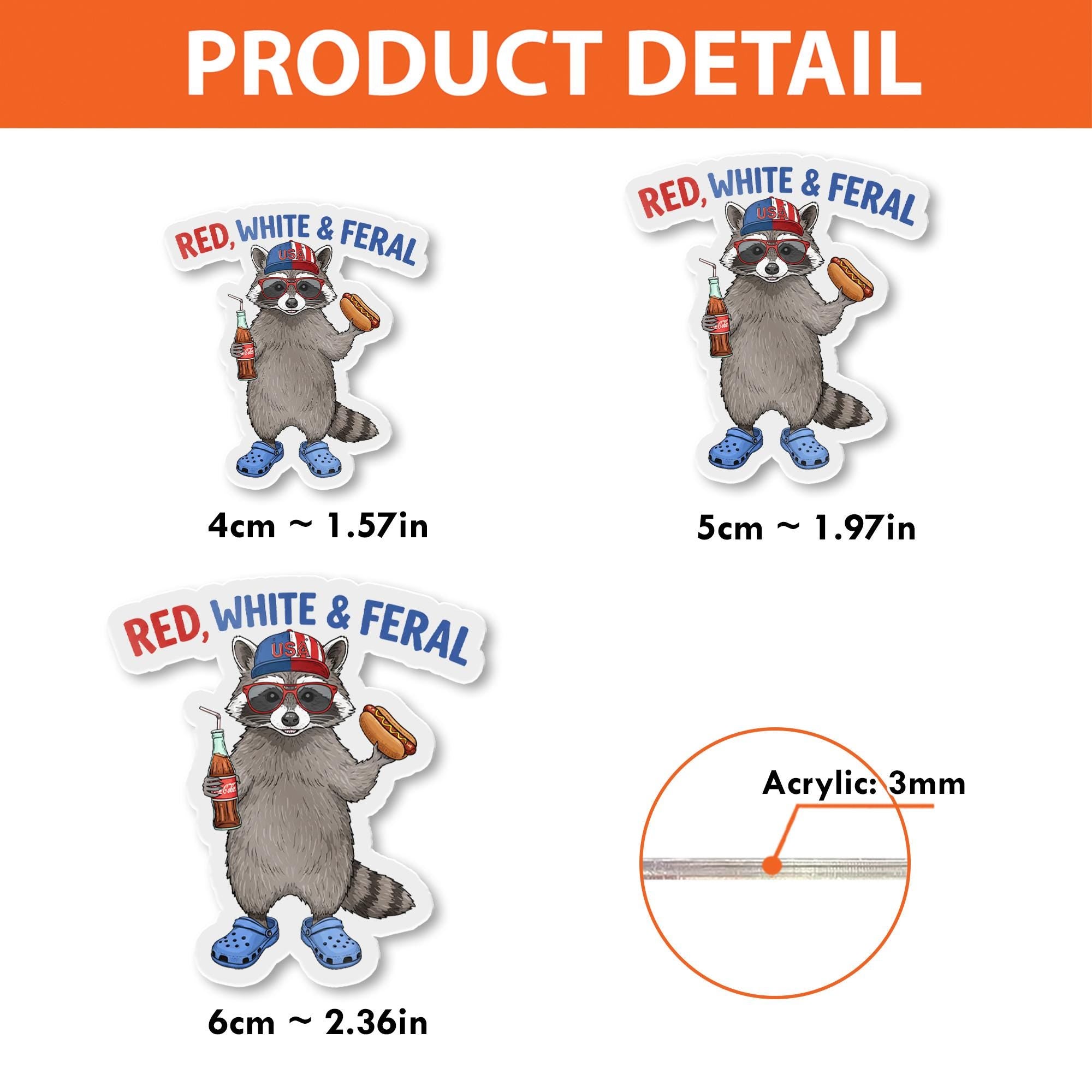 Red White and Feral Badge Reel | Funny 4th of July ID Clip | Patriotic Work Accessory | USA Badge Holder Gift for Nurses & Teachers