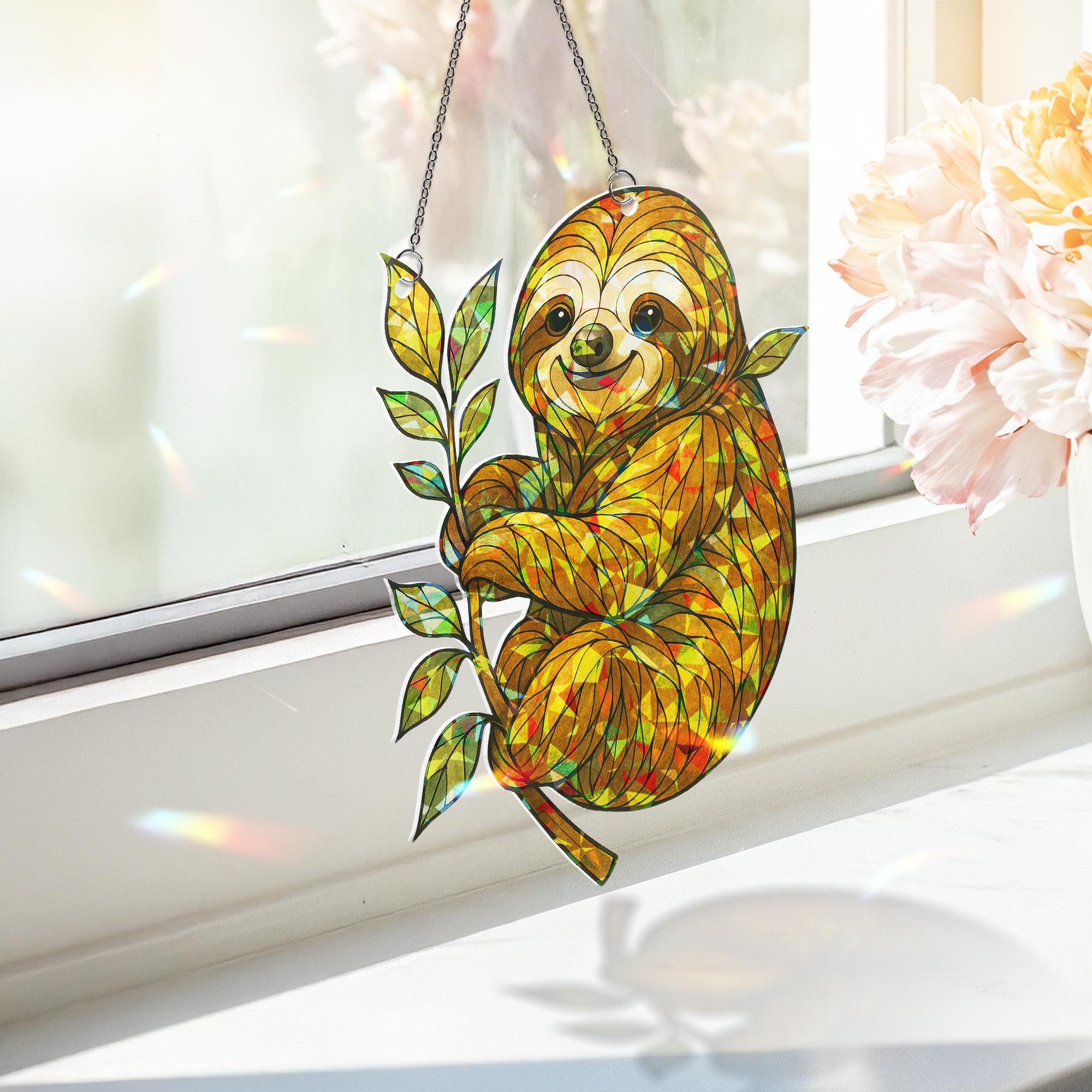 Sloth Hologram ACRYLICWindow Hanging, Nature Scenery Window Decor, Sloth Lovers Gift, Sloth Hanging Sign, Sloth Decor, Cute Animal Decor