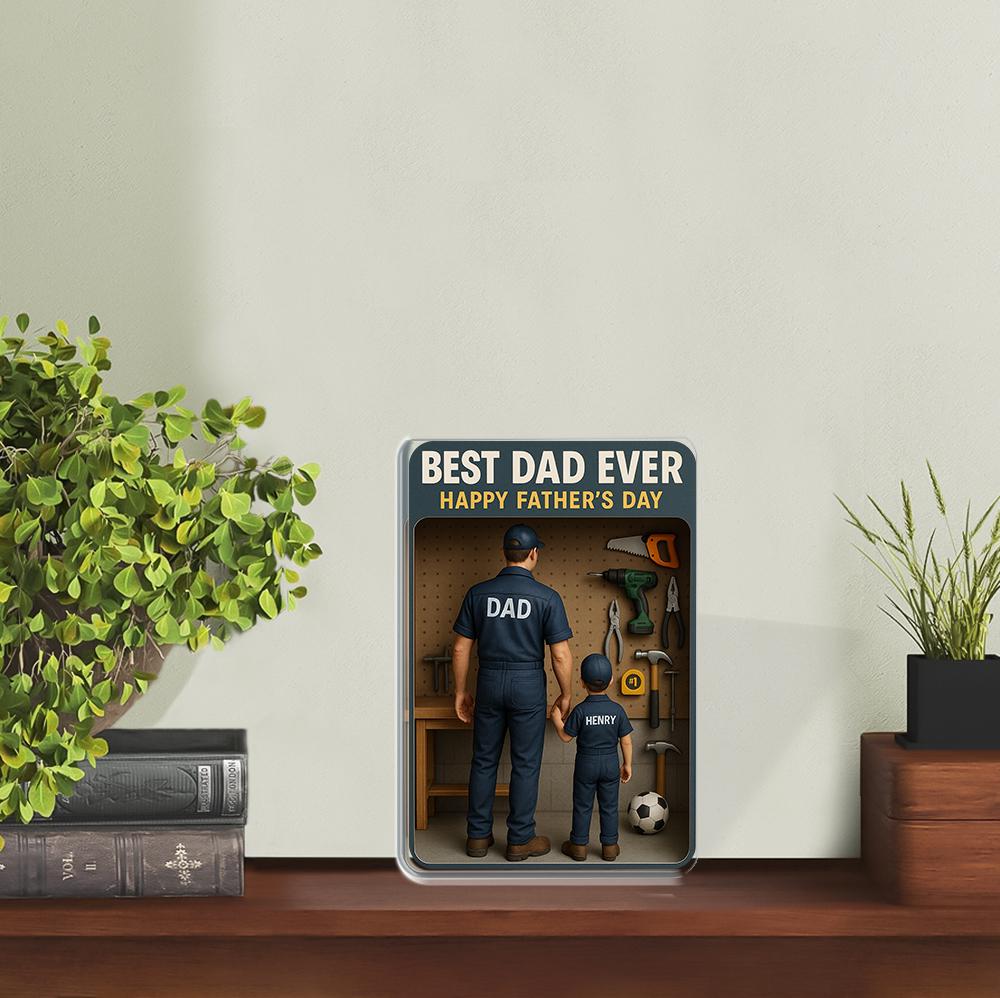 Custom Father's Day 2D FLAT Plaque, Best Dad Ever Gift, Mechanic Dad Sign, Handy Dad Decor, Personalized Dad and Son Keepsake, Husband Gift