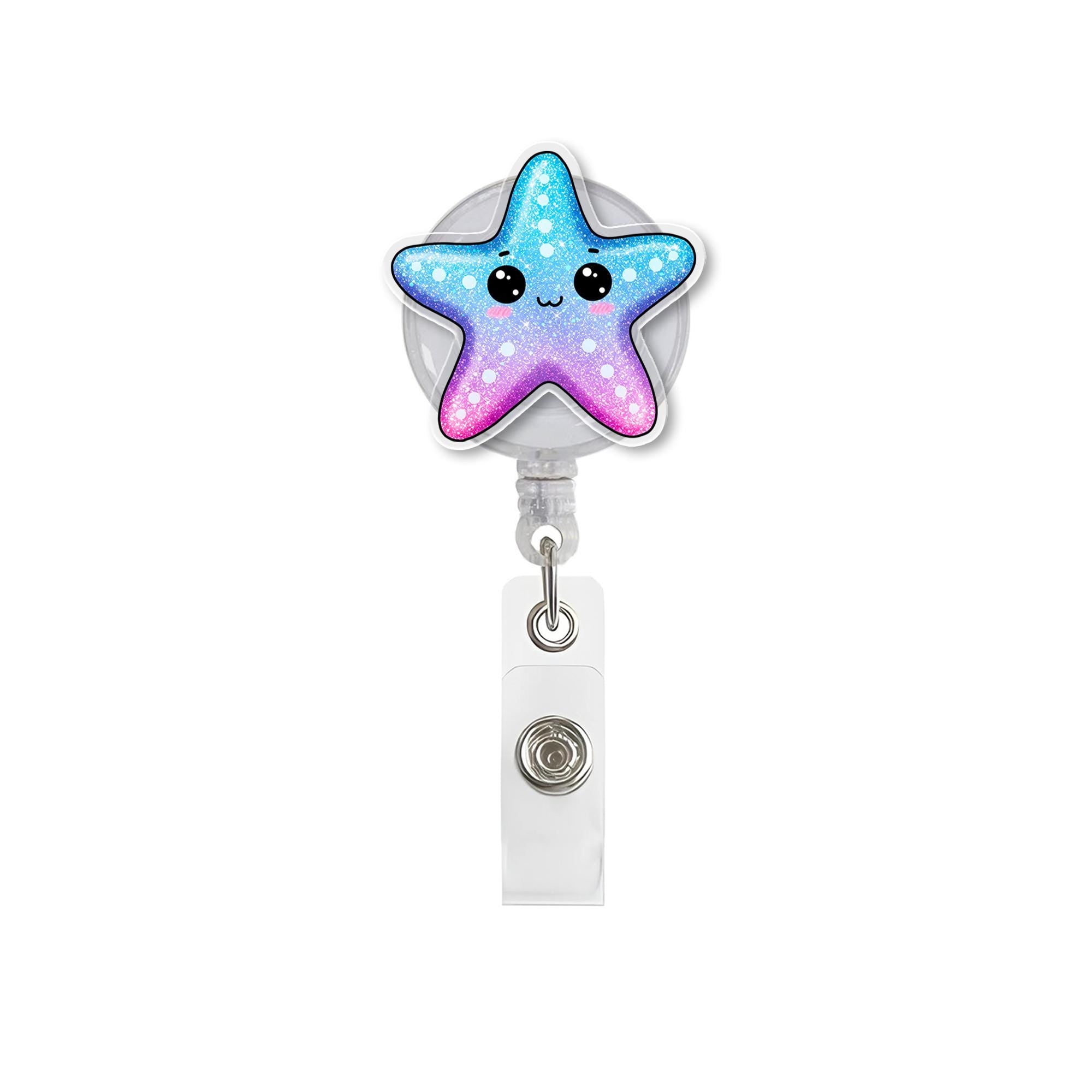 Sea Starfish Retractable Badge Reel - Cute Ocean Animal ID Holder for Nurses, Teachers, Students - Whimsical Badge Accessory