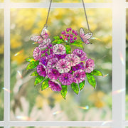 Mountain Laurel Flower Butterflies Acrylic Window Decor, Garden Hanging Ornament, Botanical Gift for Her, Connecticut Floral Home Decoration