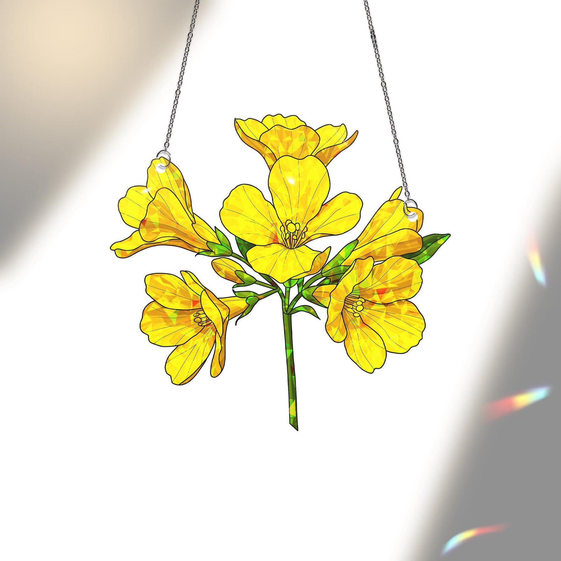 South Carolina Yellow Jessamine Flower Botanical Acrylic Ornament, Nature Inspired Hanging Art, Home Decoration, Spring Summer Decor