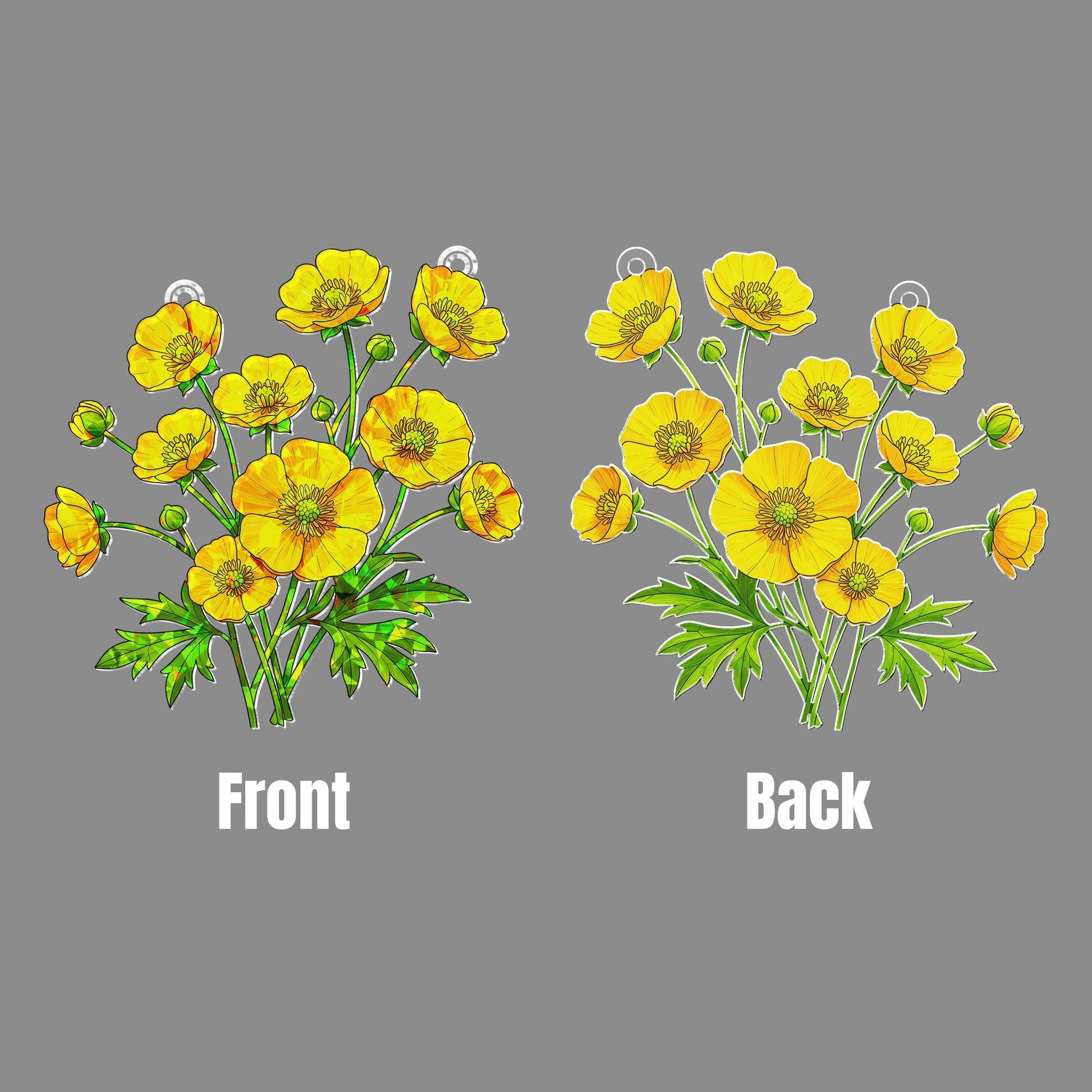 Buttercup Ranunculus Acrylic Window Hanging Ornament - Vibrant Home Decor & Gifts, Flower Garden Decor for Home, Virgo Zodiac Flower