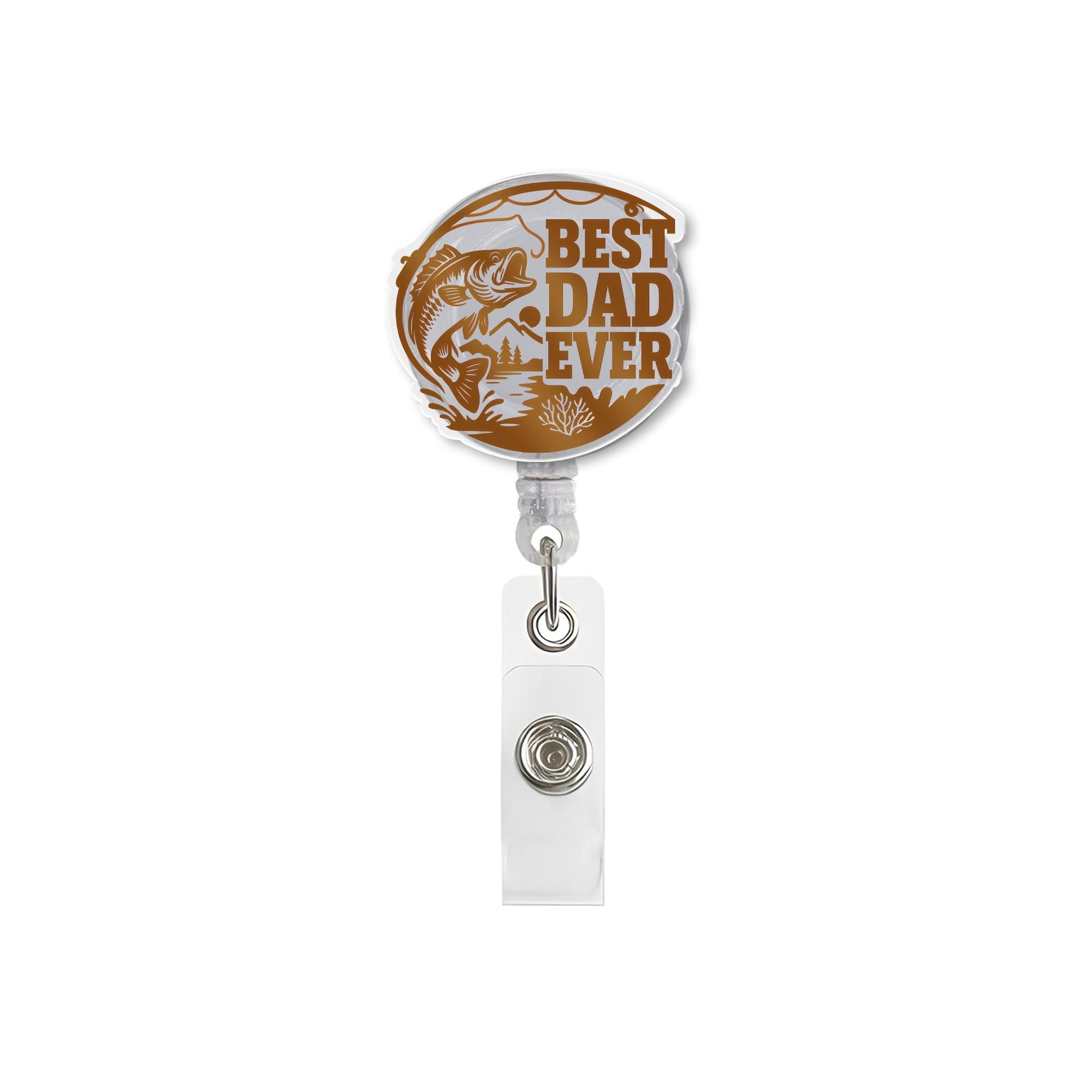 Best Dad Ever Fishing Badge Reel | Father's Day Gift for Fisherman | Dad ID Clip | Funny Work Badge Holder | Fishing Lover Accessory