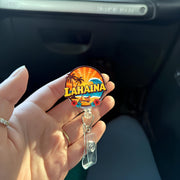 Aloha Lahaina Badge Reel, Tropical Palm Trees, Hibiscus Flowers - Healthcare Workers, Teachers, and Office Staff - Island Vibes ID Holder
