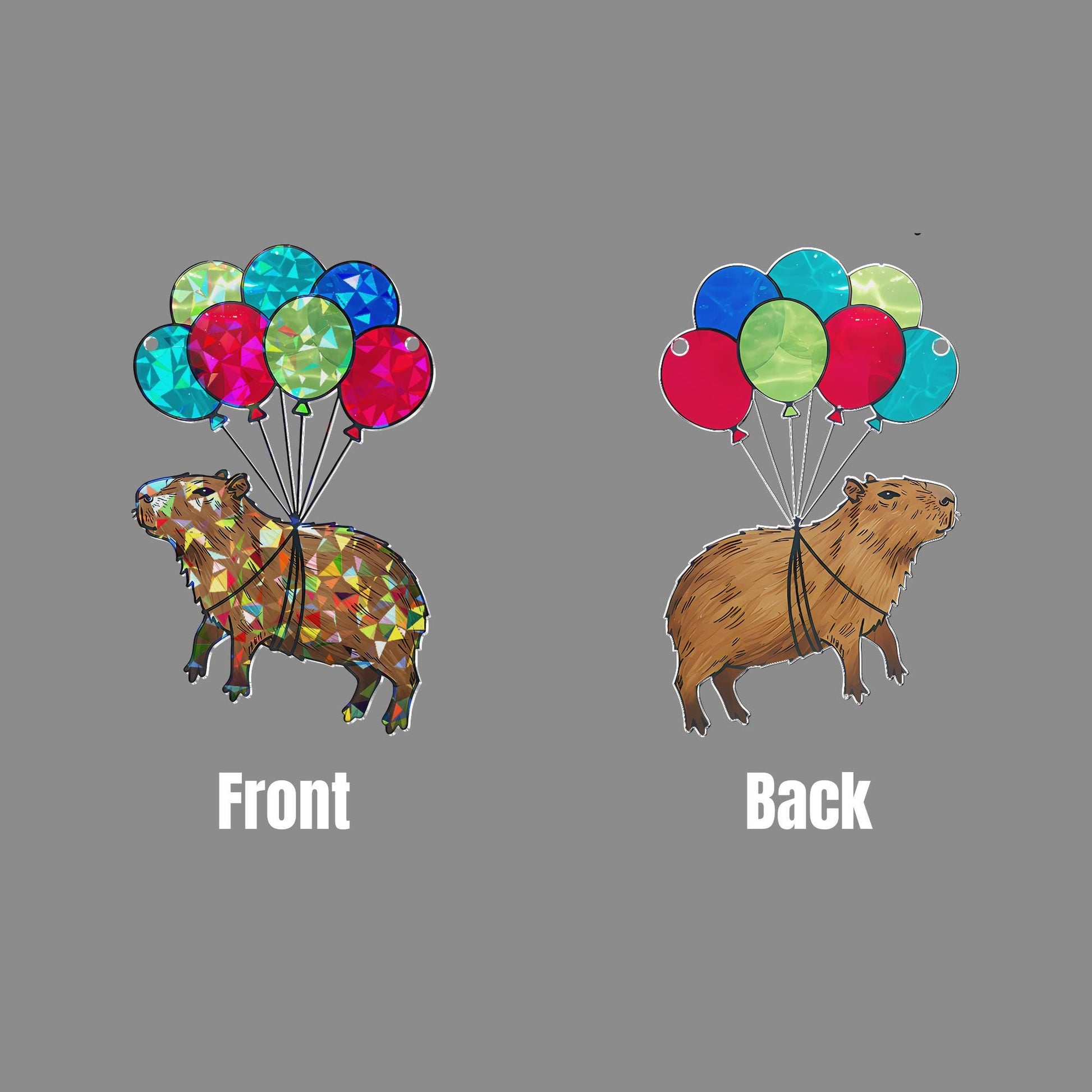 Capybara Balloon Suncatcher, Holographic Acrylic Window Decor, Rainbow Light Catcher Gift, Whimsical Animal Hanging Art,Funny Capybara Decor