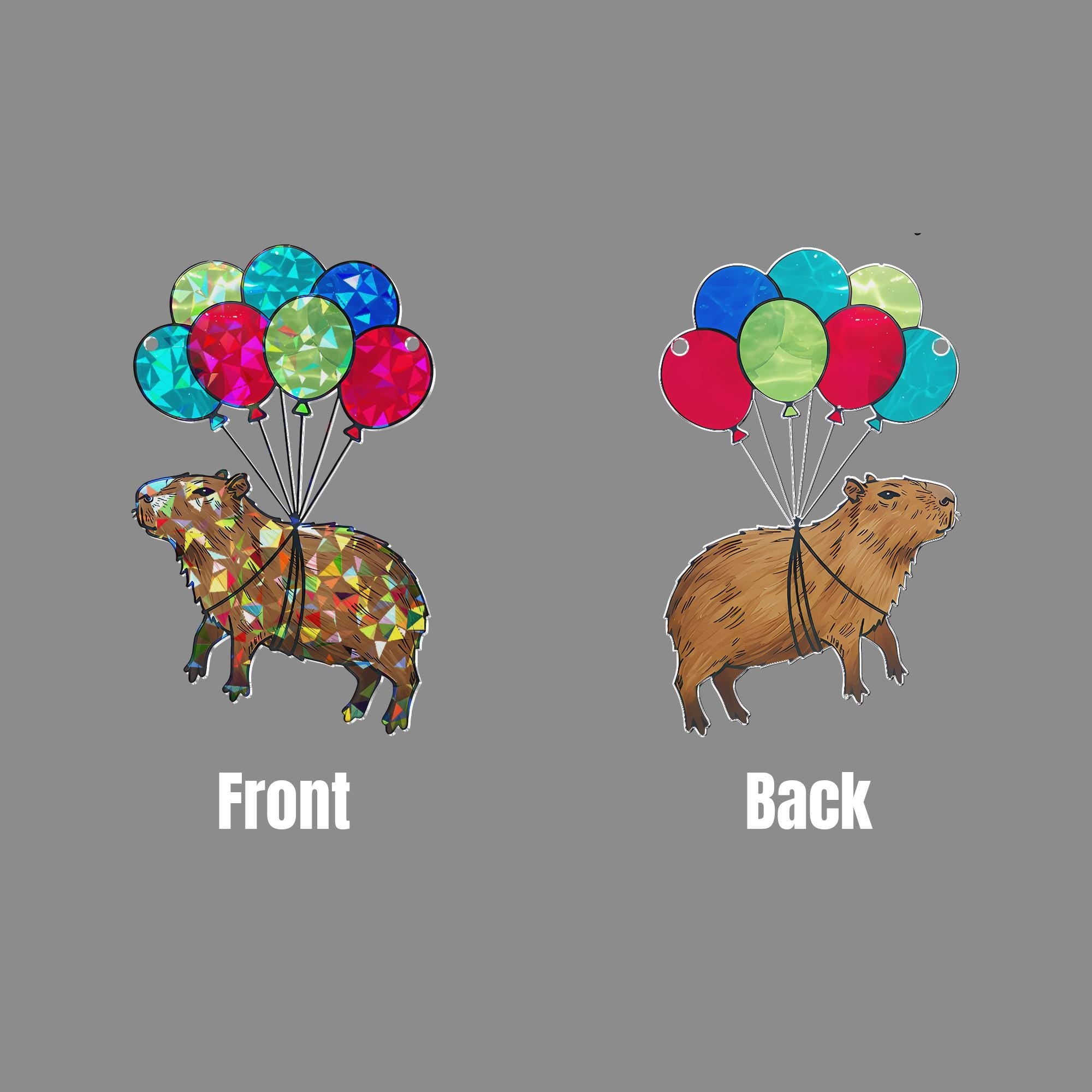 Capybara Balloon Suncatcher, Holographic Acrylic Window Decor, Rainbow Light Catcher Gift, Whimsical Animal Hanging Art,Funny Capybara Decor