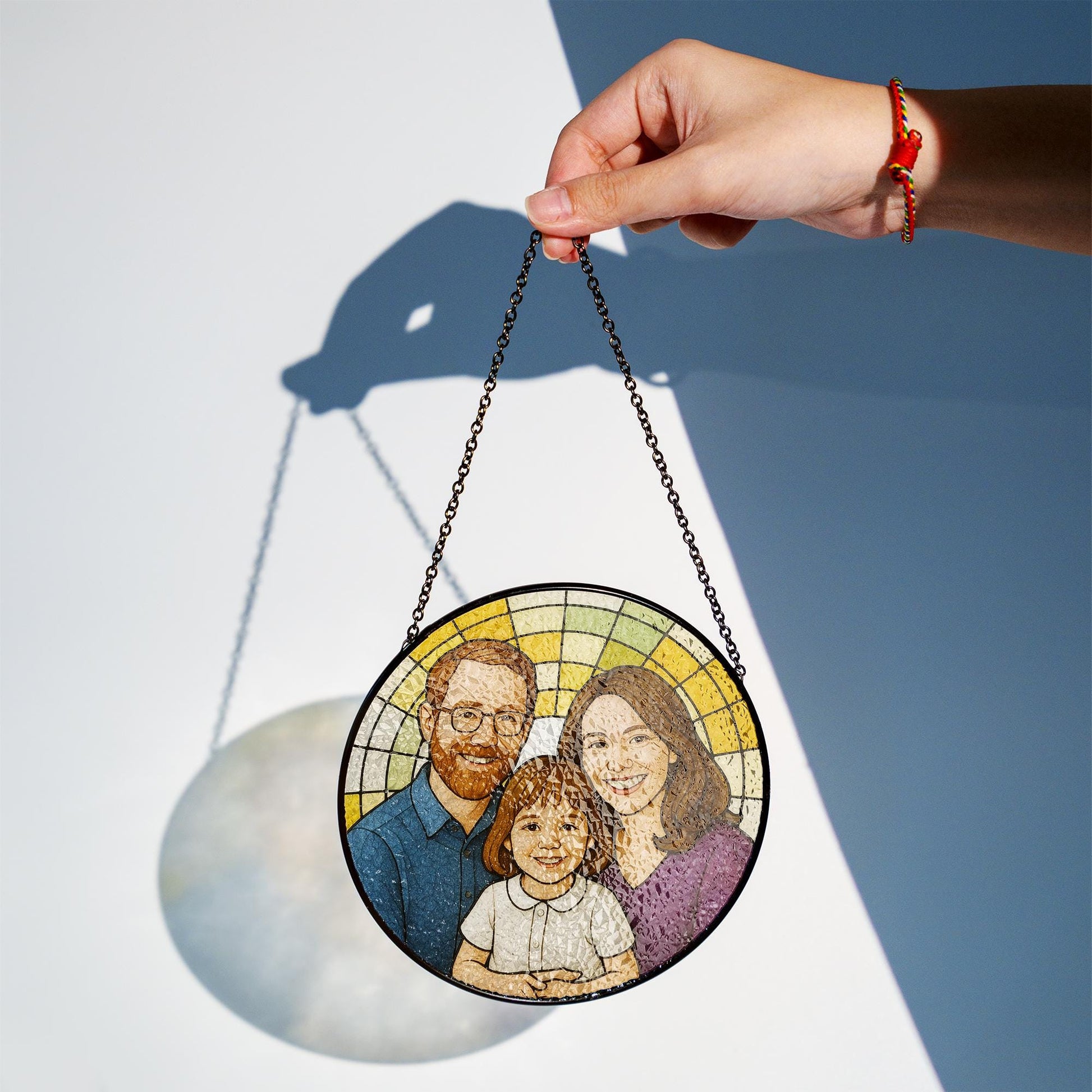 Custom Family Portrait Suncatcher | Personalized Glass Window Hanging | Father’s Day Gift for Dad | Photo to Art Keepsake