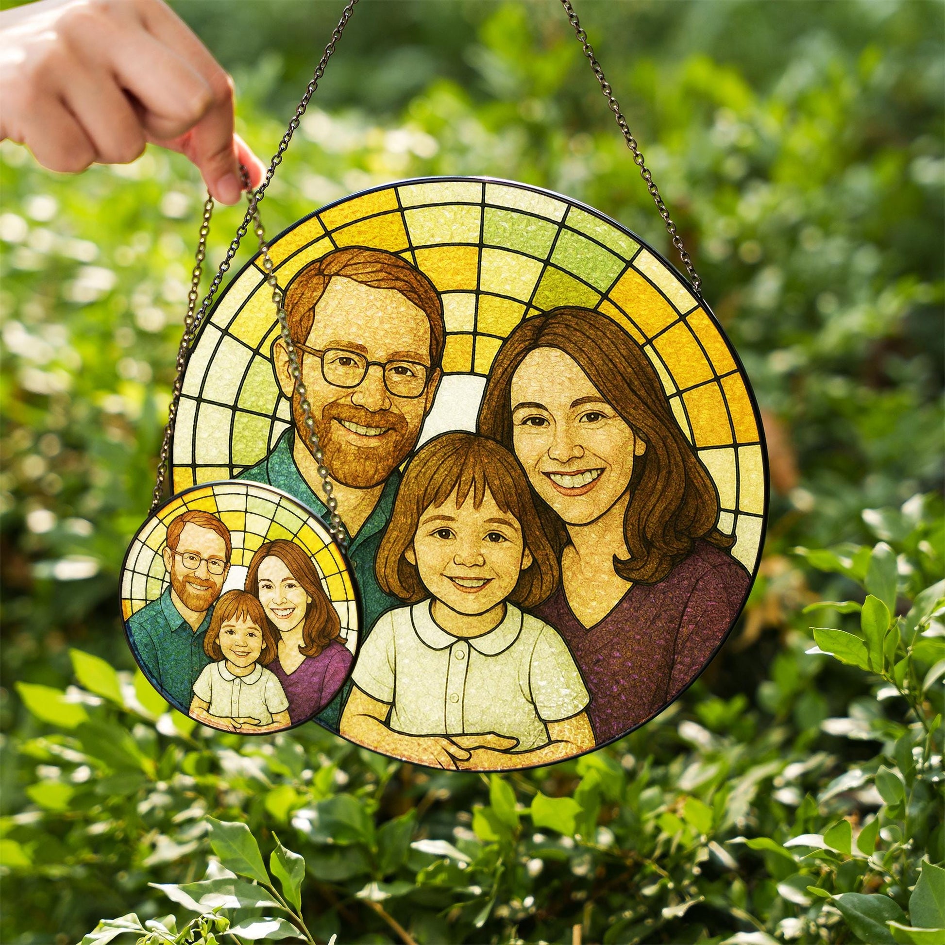 Custom Family Portrait Suncatcher | Personalized Glass Window Hanging | Father’s Day Gift for Dad | Photo to Art Keepsake