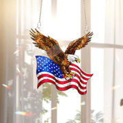 Patriotic Bald Eagle Acrylic Window Hanging – American Flag Suncatcher for 4th of July Decor, Independence Day Home Accent Gift