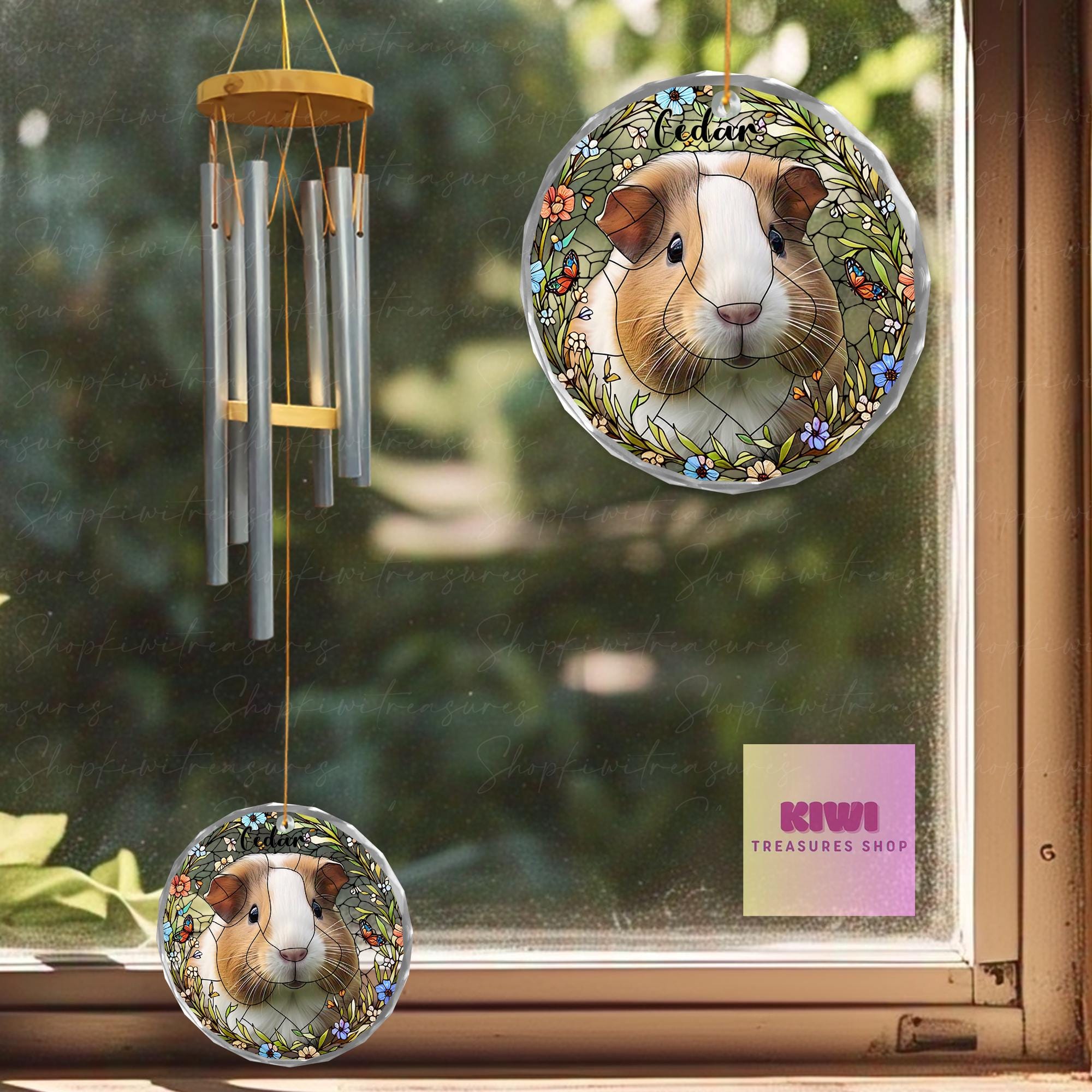 Custom Guinea Pig Memorial Wind Chime | Personalized Pet Loss Gift | Small Pet Tribute Keepsake | Guinea Pig Rainbow Bridge Decor