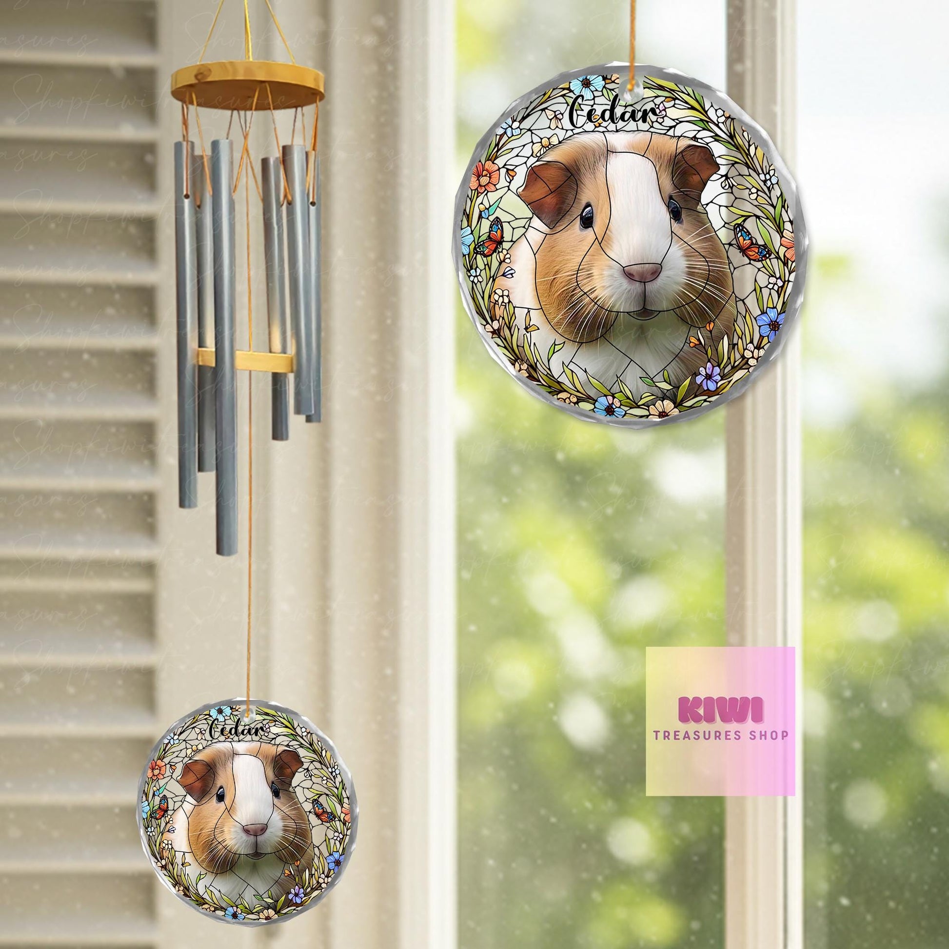 Custom Guinea Pig Memorial Wind Chime | Personalized Pet Loss Gift | Small Pet Tribute Keepsake | Guinea Pig Rainbow Bridge Decor