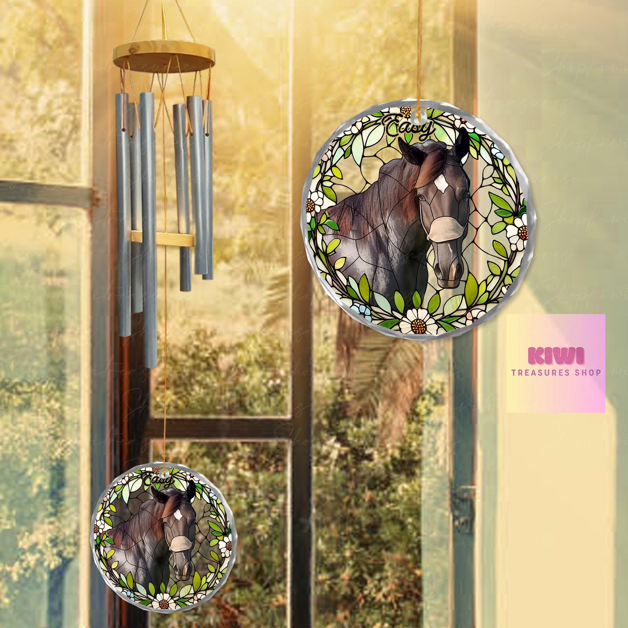 Custom Horse Memorial Wind Chime | Personalized Pet Loss Gift | Equestrian Rainbow Bridge Keepsake | Horse Lover Remembrance Decor