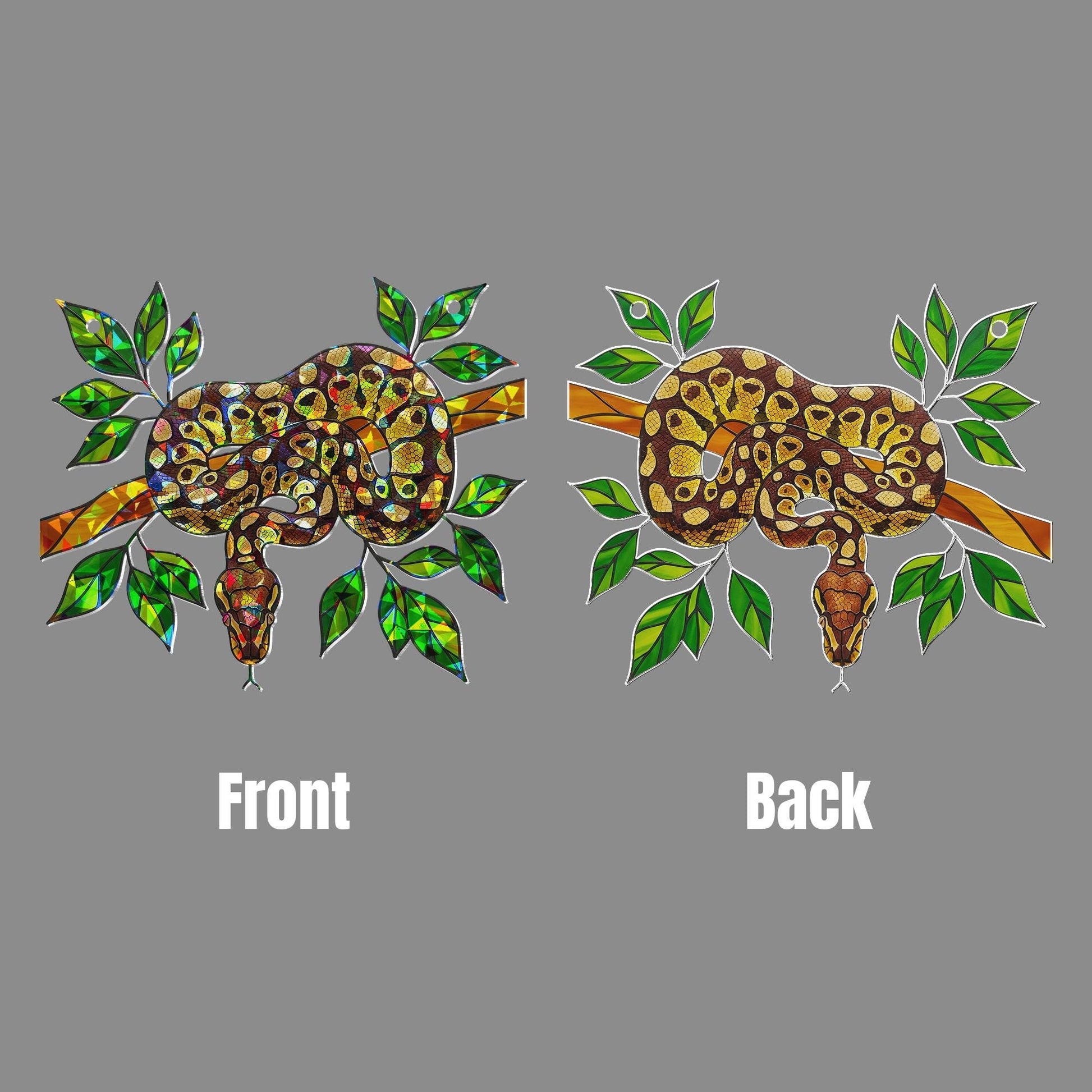 Ball Python on Tree Branch Hologram ACRYLIC Window Hanging – Jungle Reptile Home Decor, Ball Python Decor, Gift for Snake Lovers, For Dad