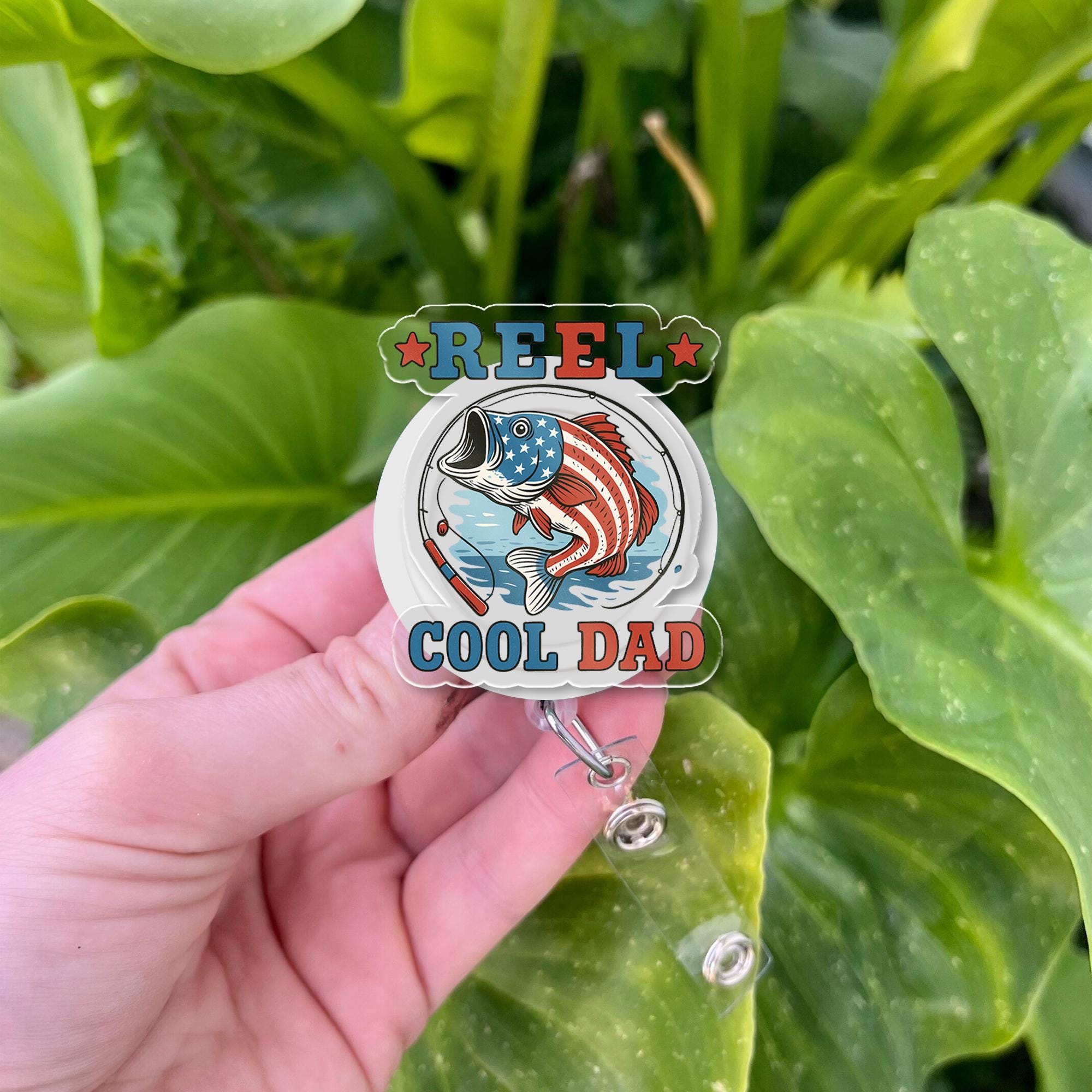 Red Cool Dad Badge Reel | Funny Retractable ID Clip for Dad | Father's Day Gift Idea | Work Badge Holder for Him