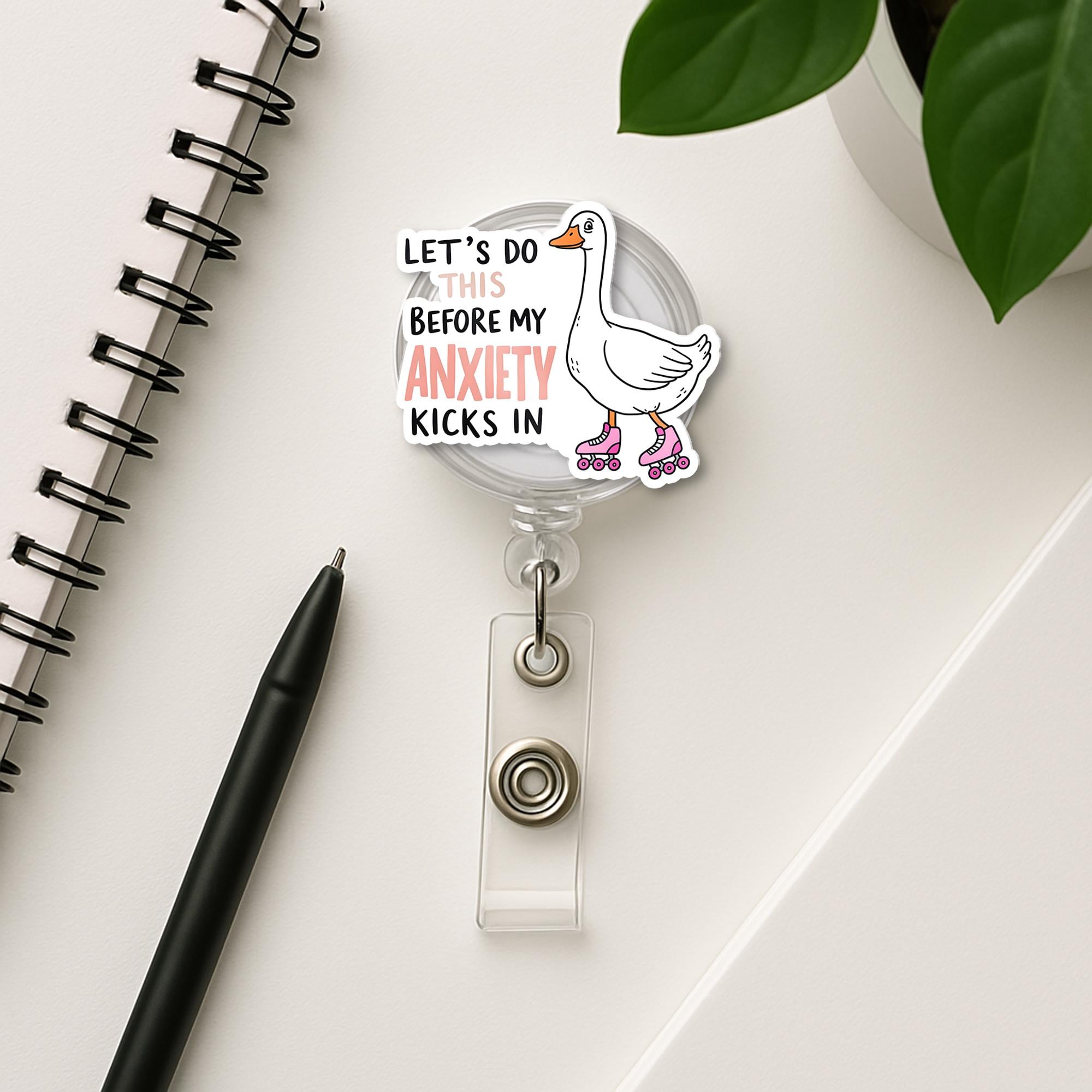 Funny Anxiety Goose Badge Reel | Relatable Goose ID Clip | Cute Mental Health Work Accessory | Nurse Badge Holder Gift